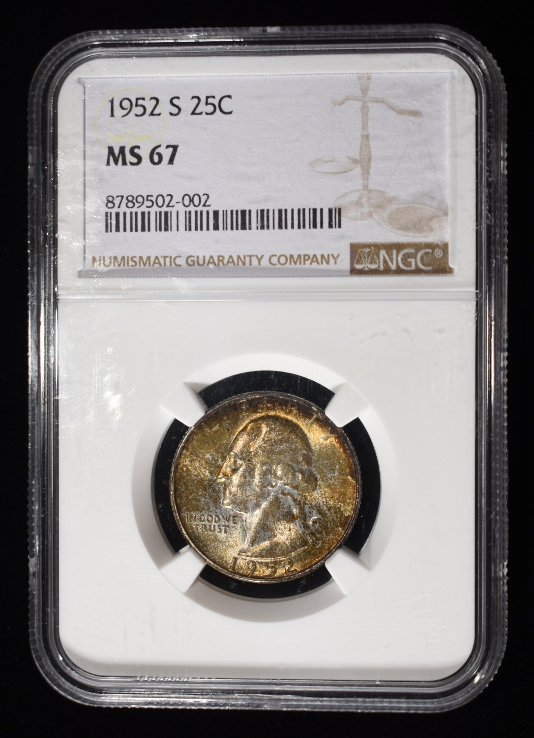 1952-S WASHINGTON QUARTER NGC MS67