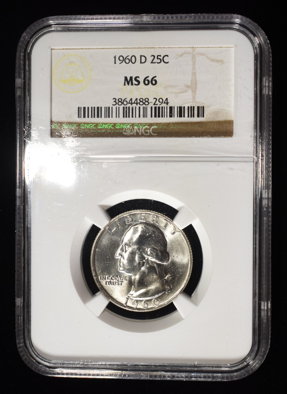 1960-D WASHINGTON QUARTER NGC MS66