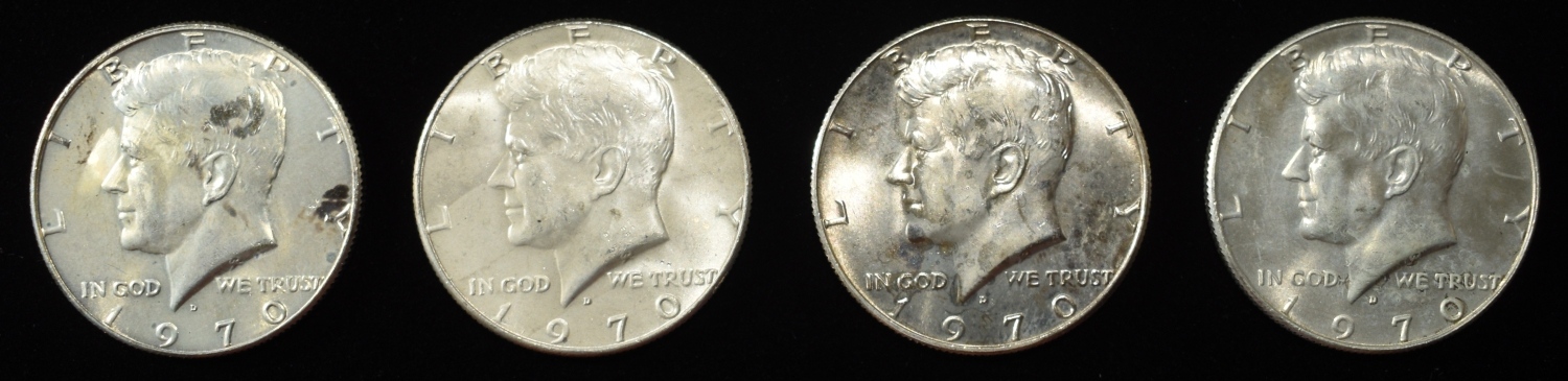 (4) 1970-D KENNEDY HALF DOLLARS BU