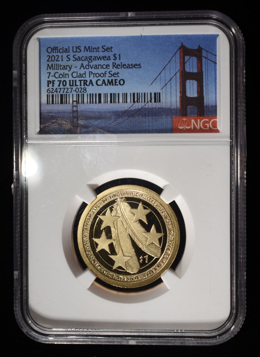 2021-S SACAGAWEA $1 MILITARY- NGC PF70