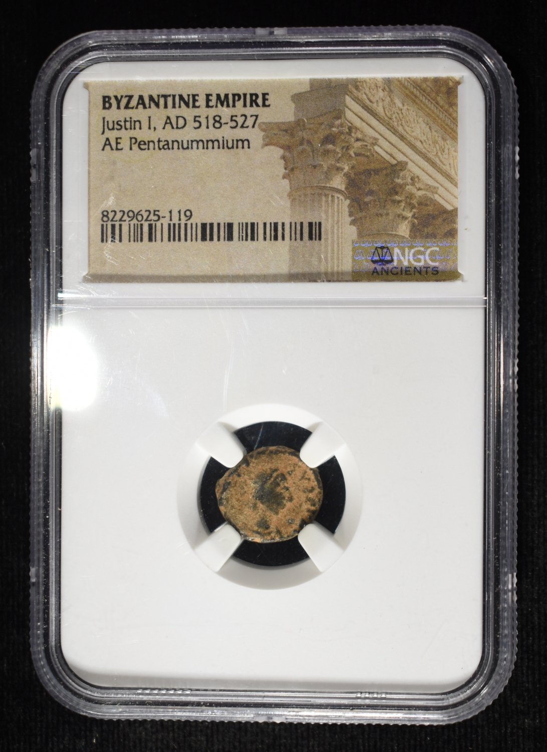 JUSTIN I, AD 518-527, AE PENTANUMMIUM NGC