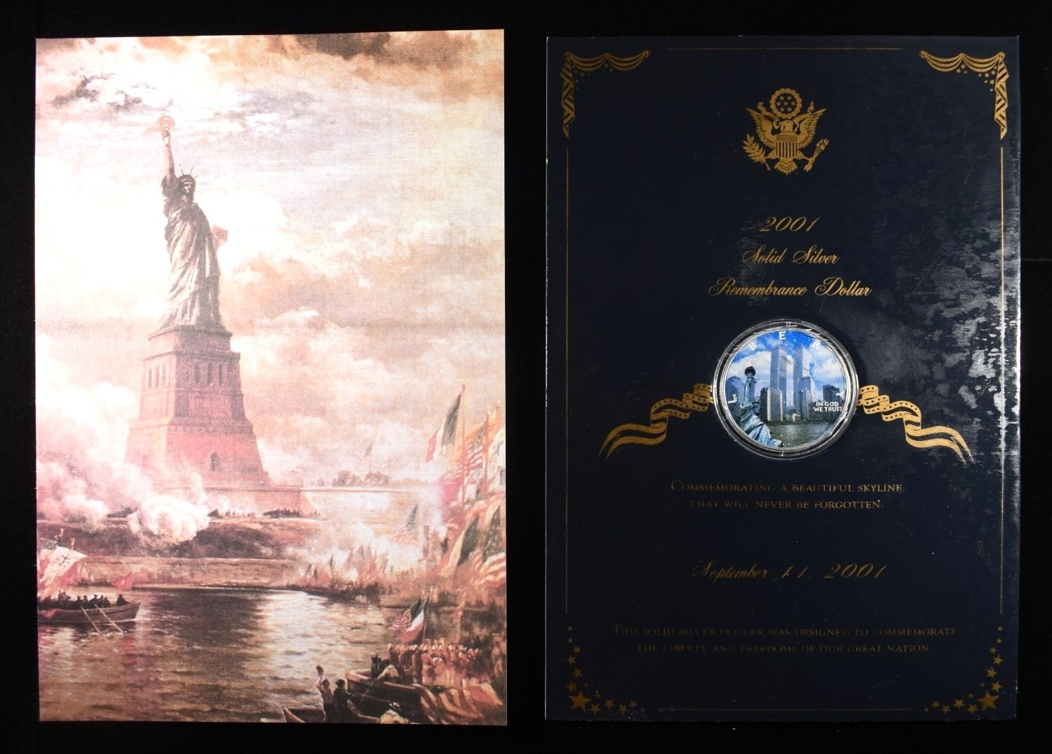 2001 REMEMBRANCE COLOR SOLID SILVER DOLLAR