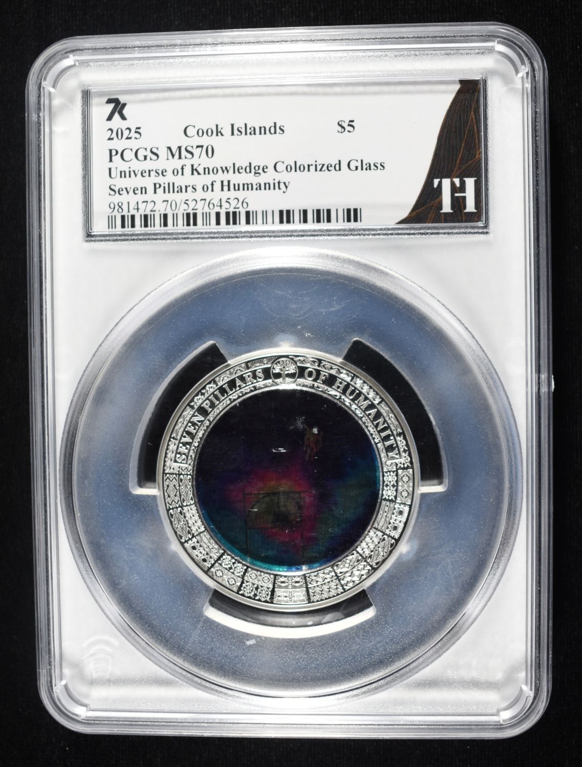 2025 COOK IS. COLORIZED GLASS & SILVER PCGS MS70