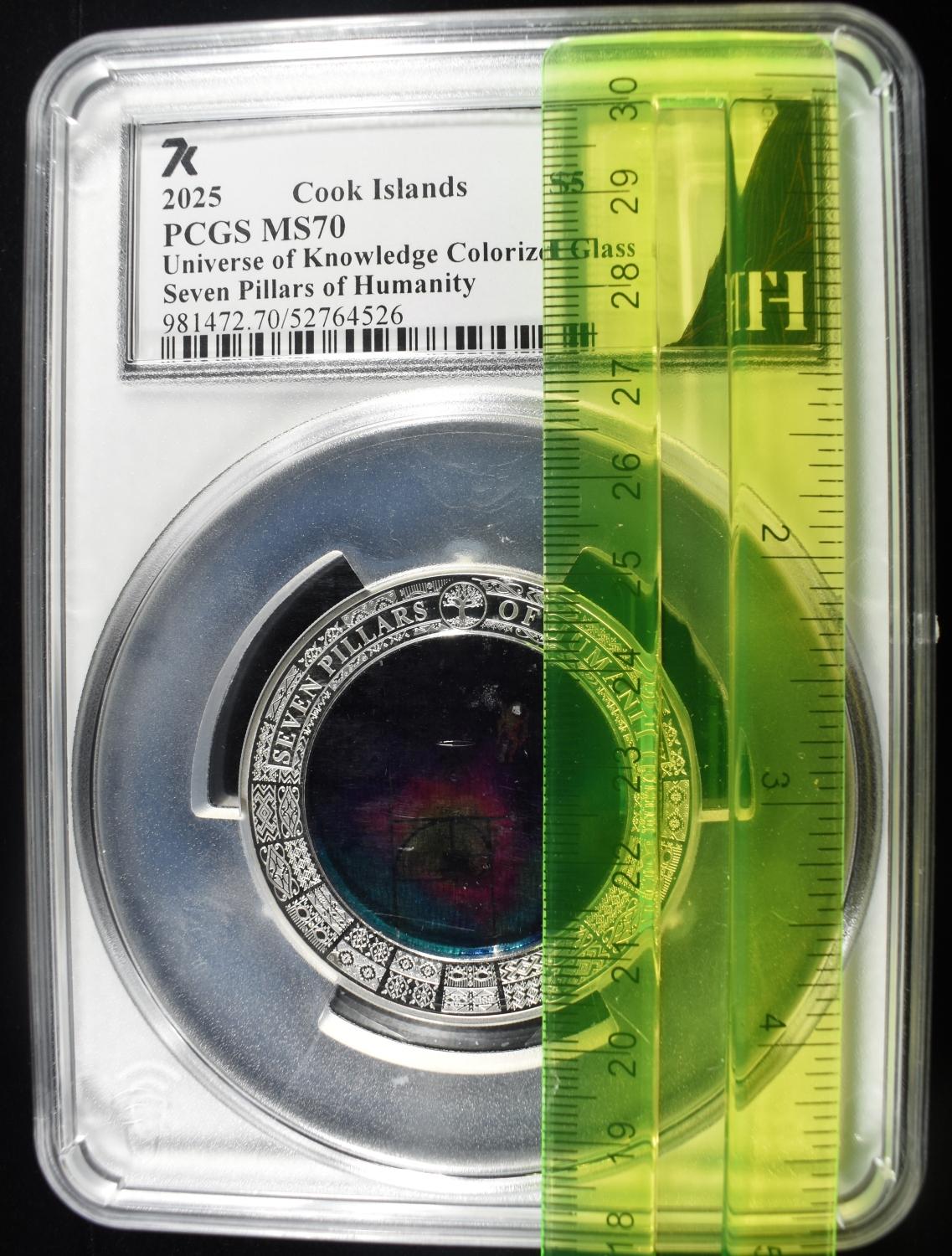 2025 COOK IS. COLORIZED GLASS & SILVER PCGS MS70