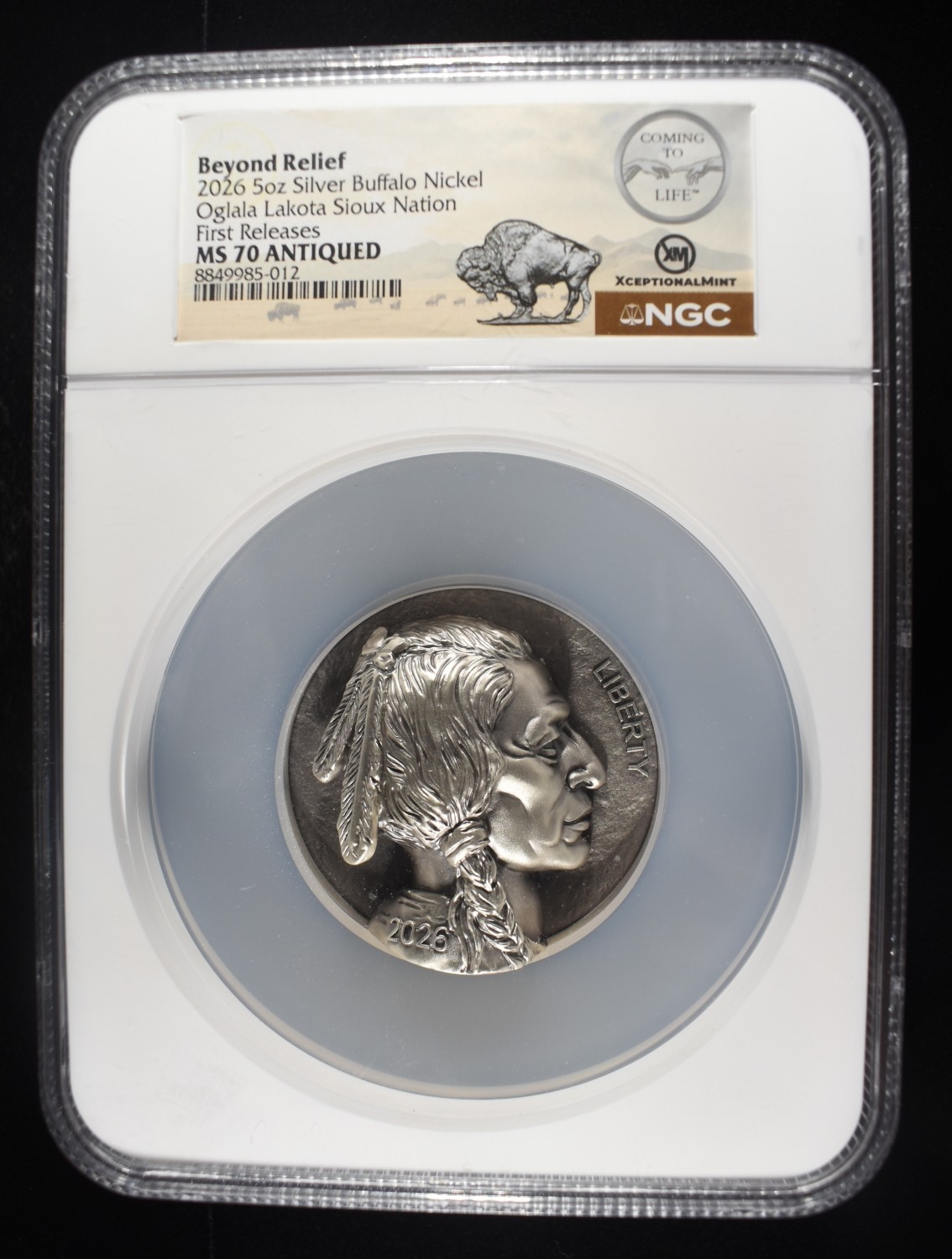 2026 5 OZ SILVER BUFFALO BEYOND RELIEF NGC MS70