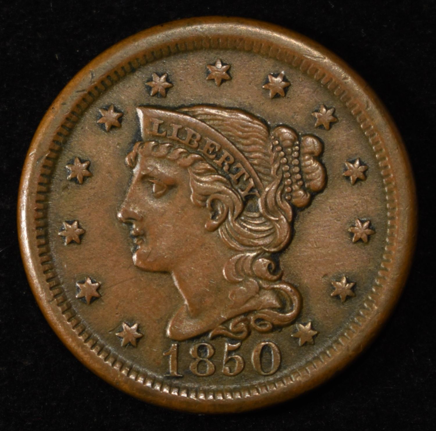 1850 LARGE CENT CH AU