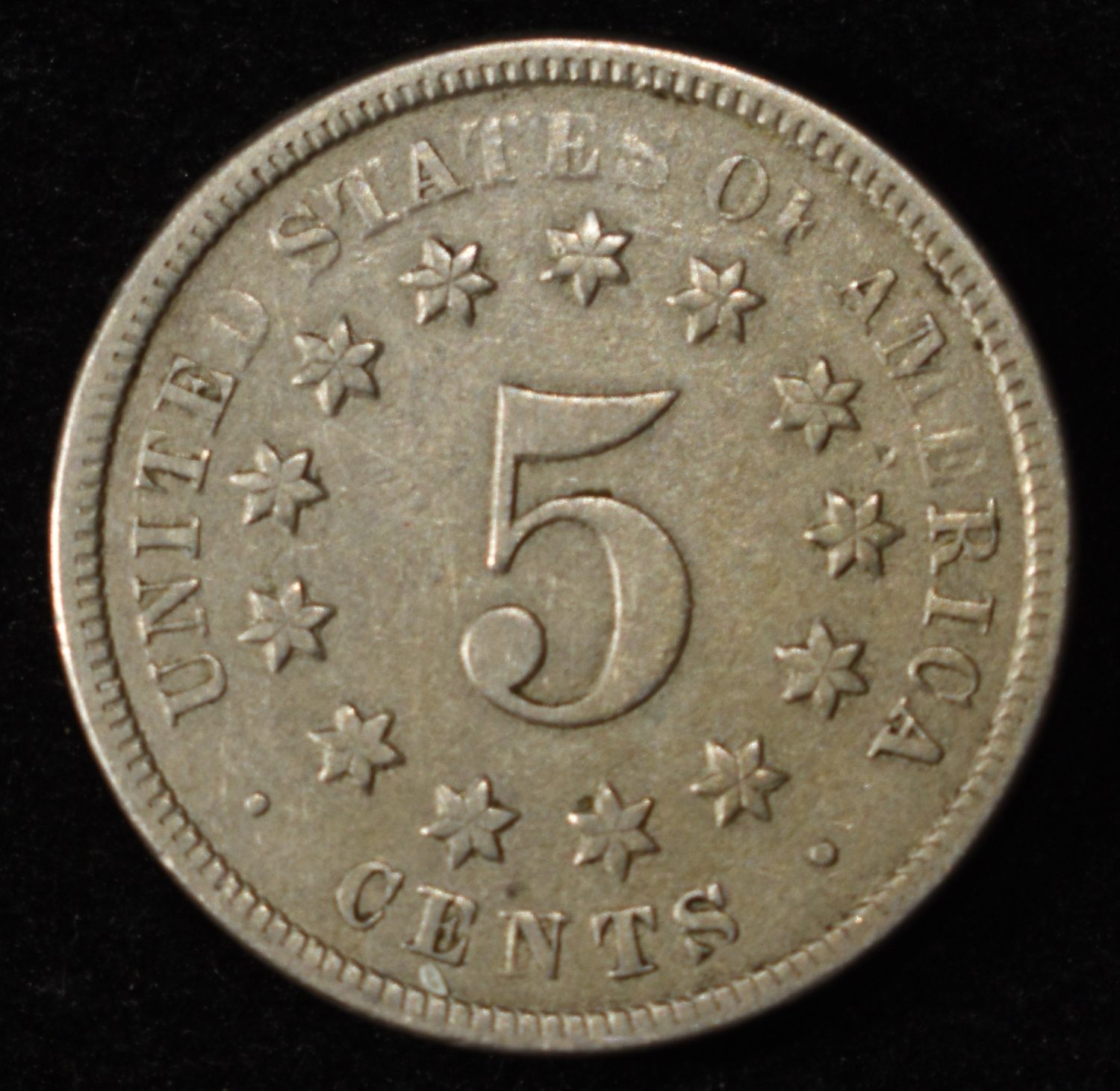 1872 SHIELD NICKEL VF