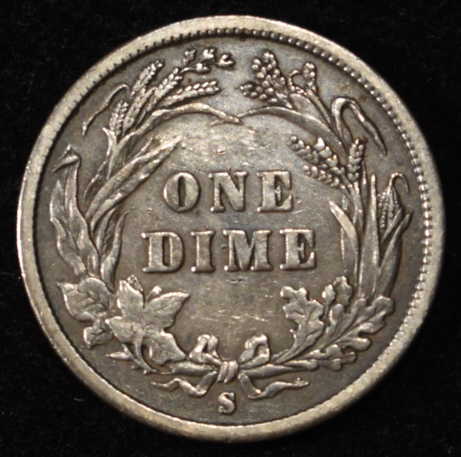 1896-S BARBER DIME XF