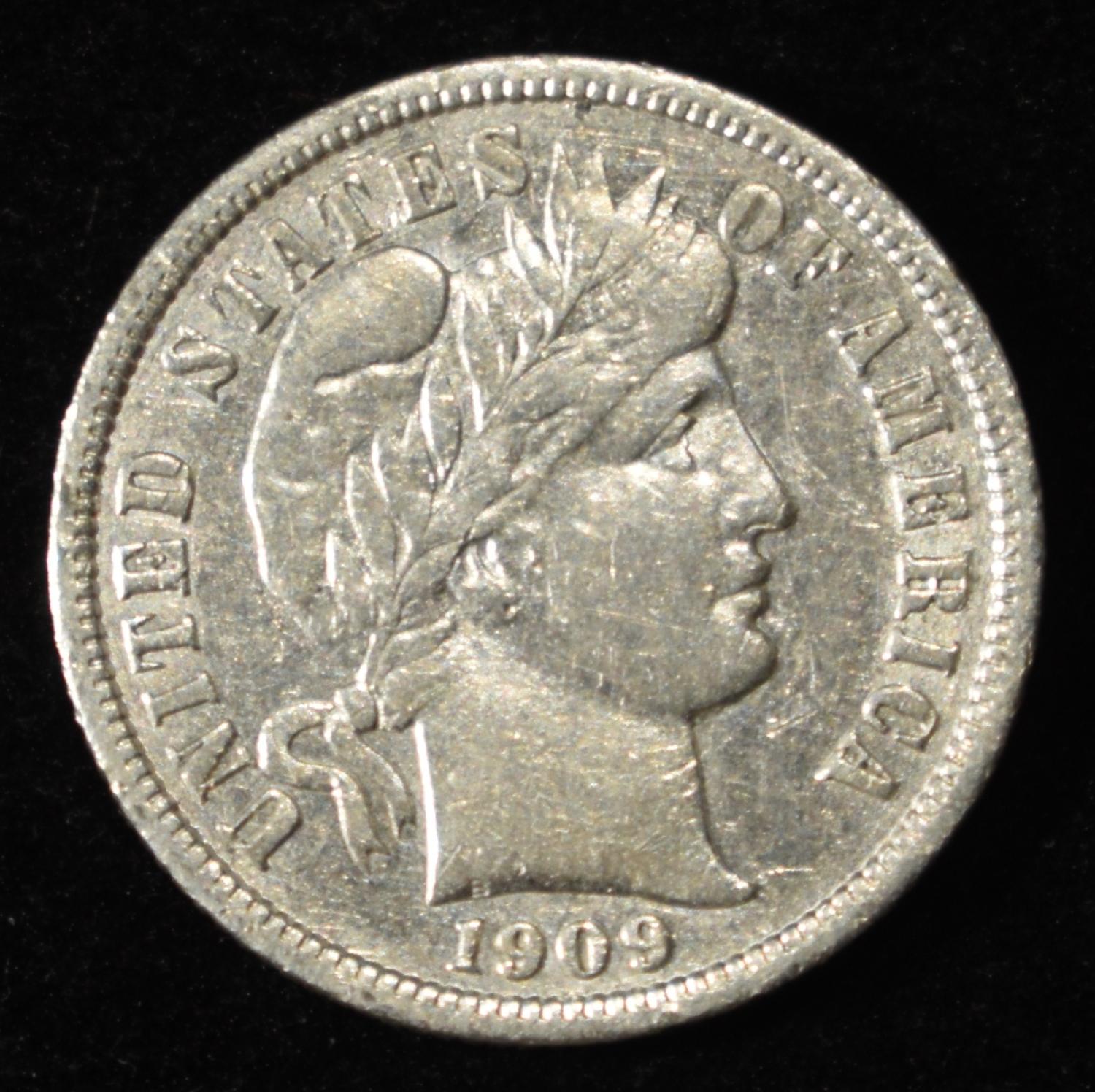 1909-D BARBER DIME XF