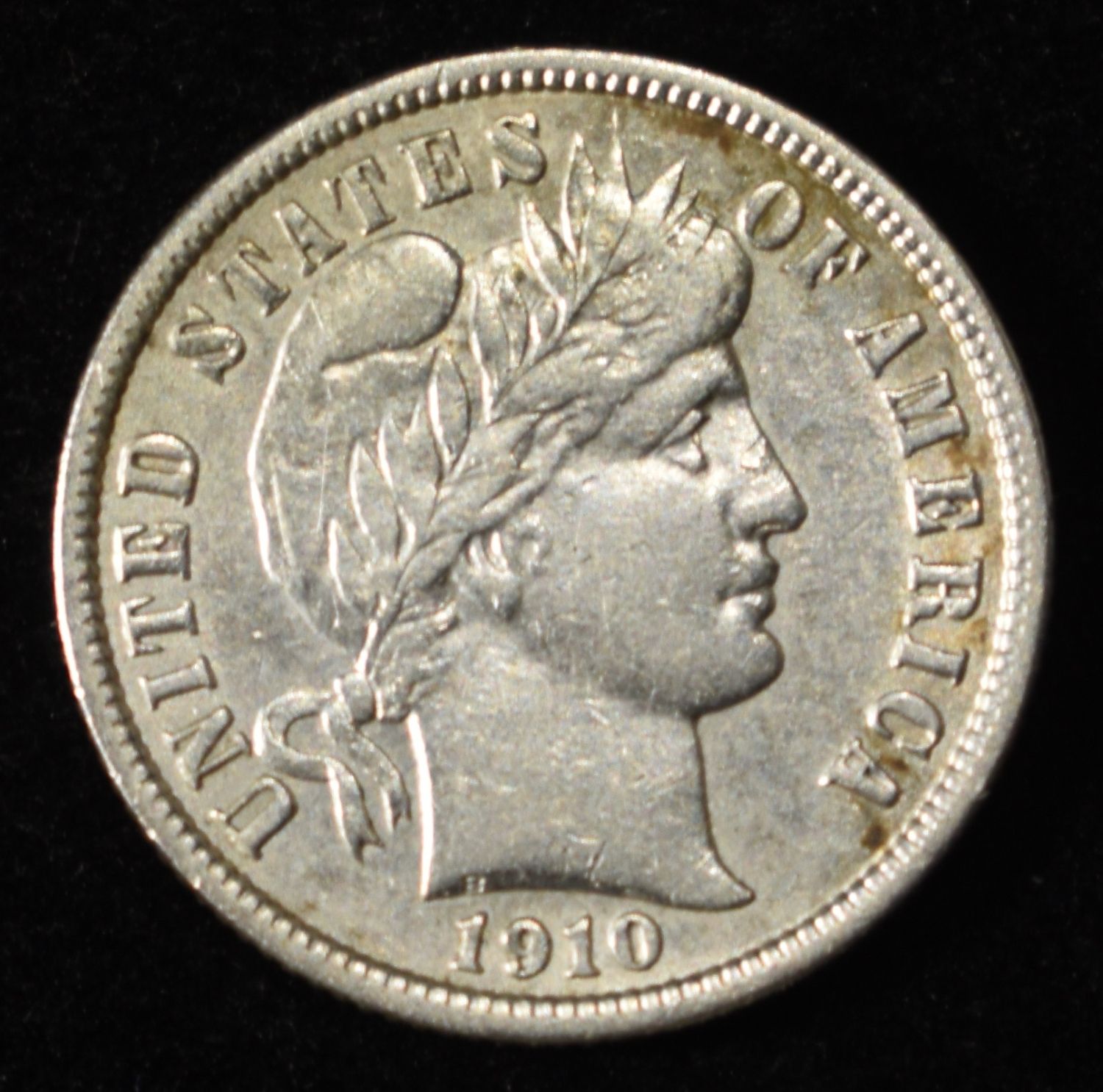 1910-S BARBER DIME CH AU
