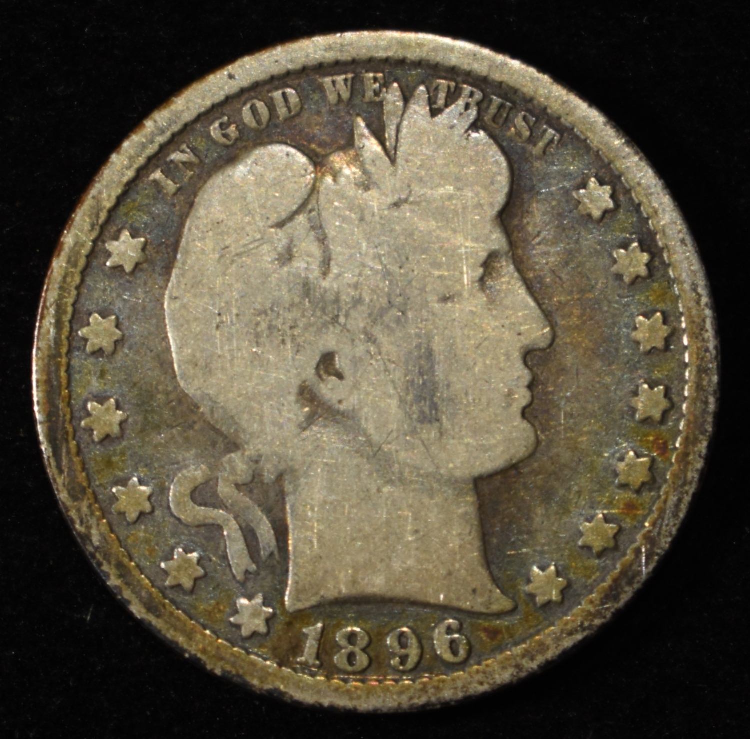 1896-S BARBER QUARTER VG