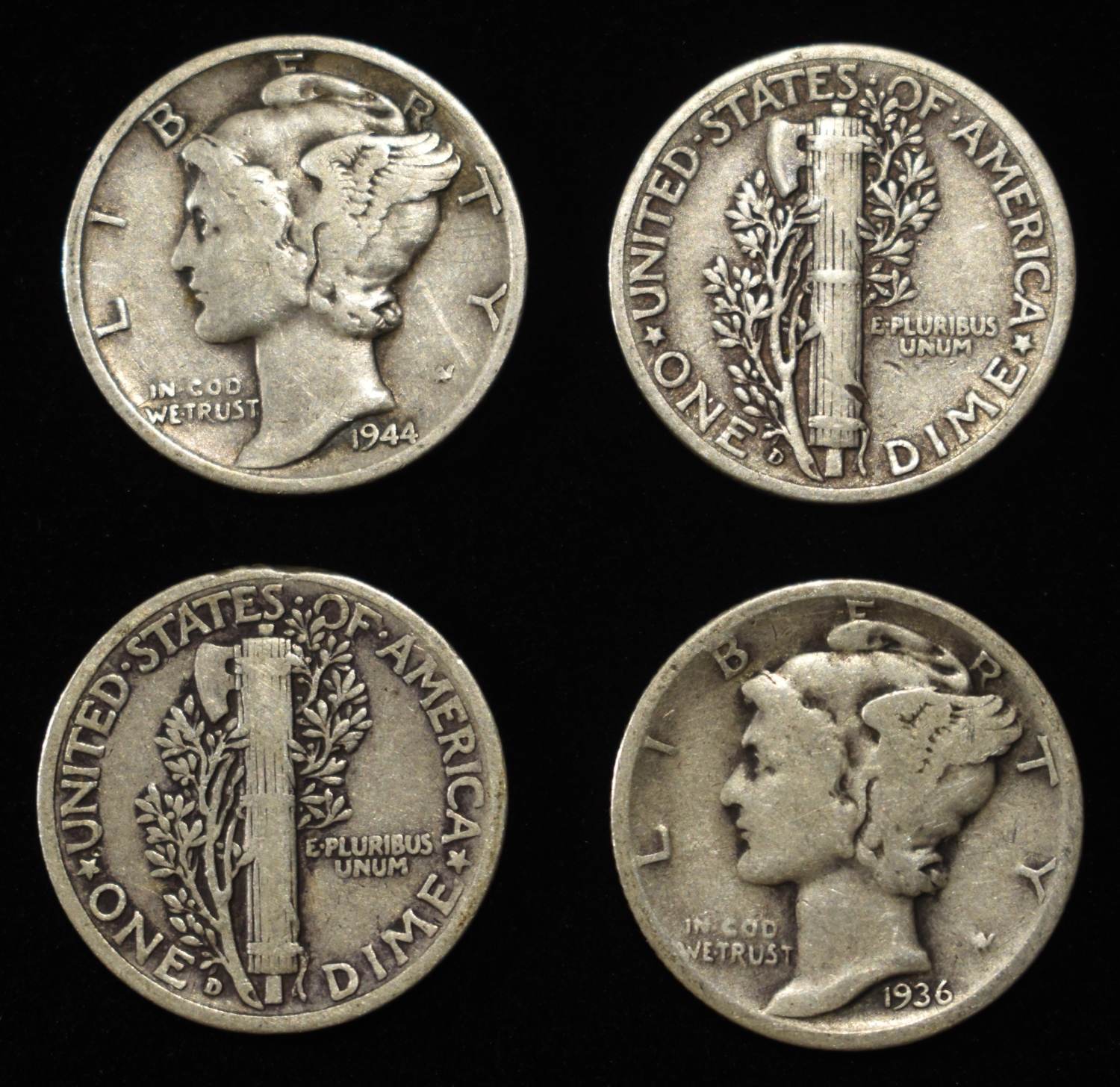 (50) MERCURY DIMES 90% SILVER
