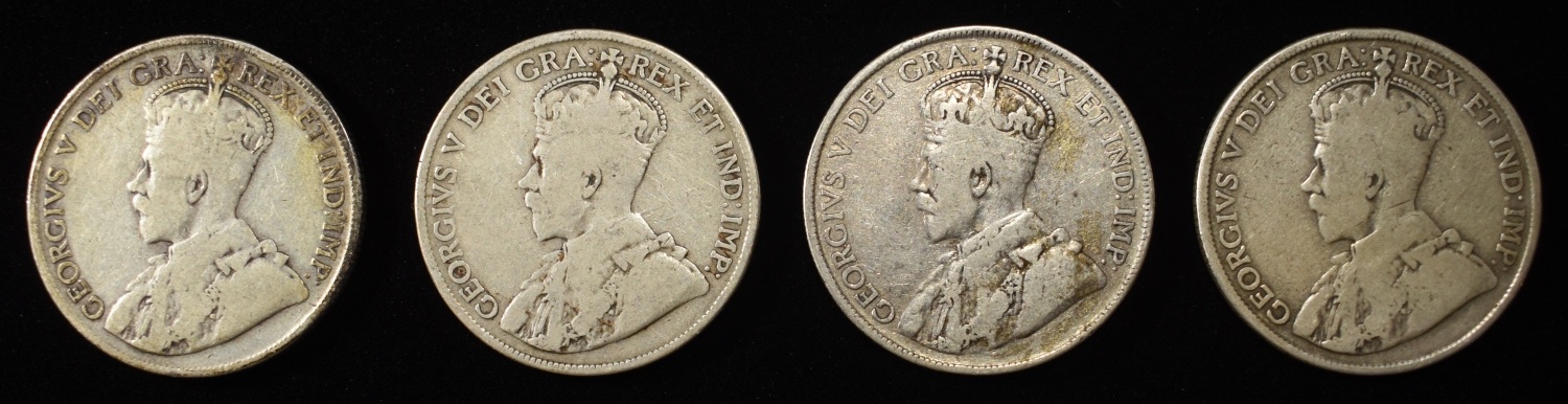 (4) 50C CANADIAN 92.5% SILVER