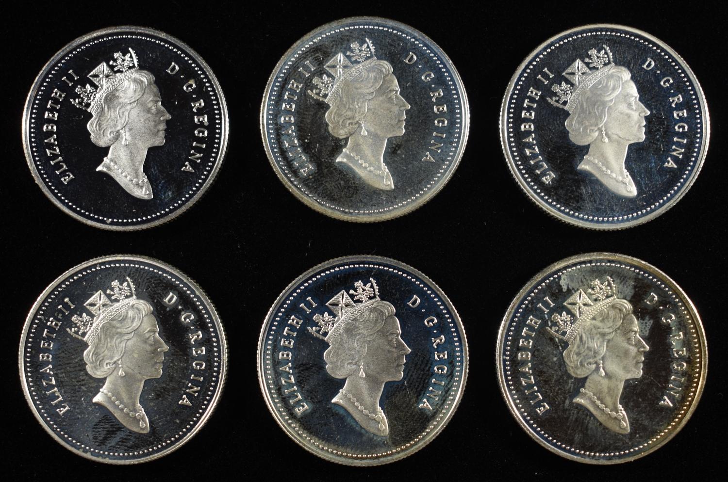 (6) 50C CANADIAN 92.5% SILVER