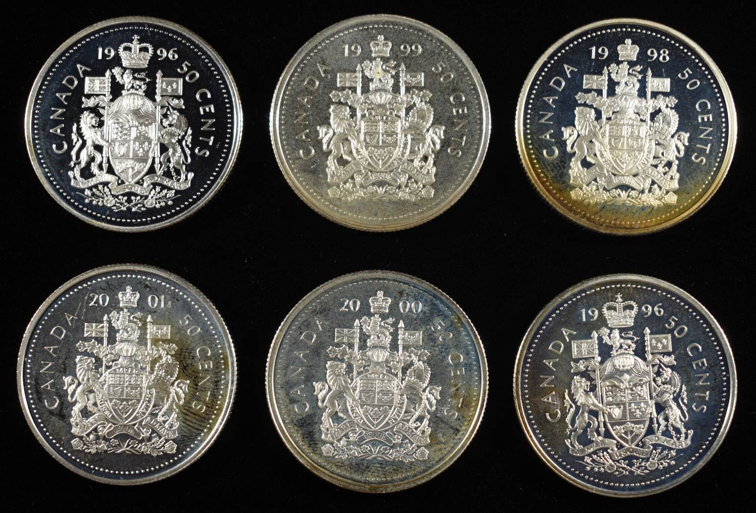 (6) 50C CANADIAN 92.5% SILVER