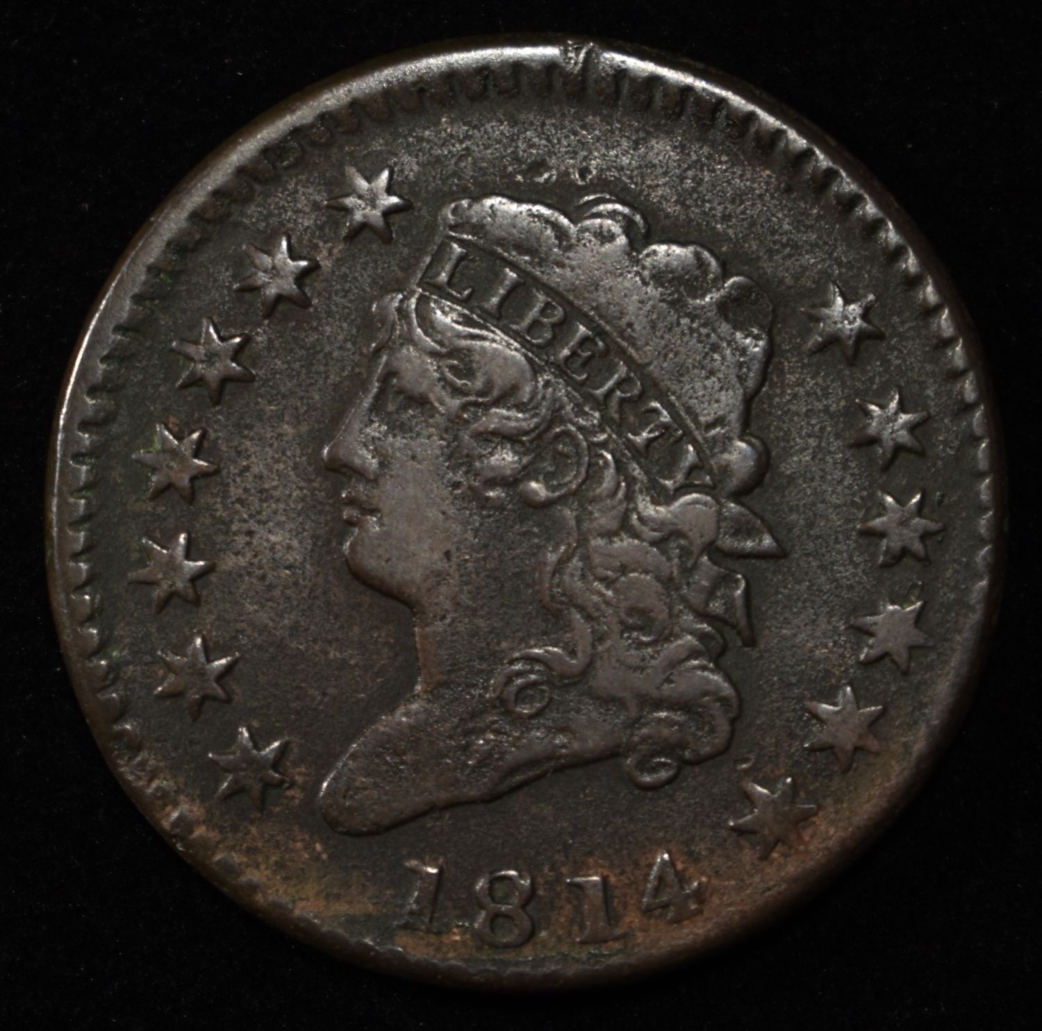 1814 CLASSIC HEAD LARGE CENT XF