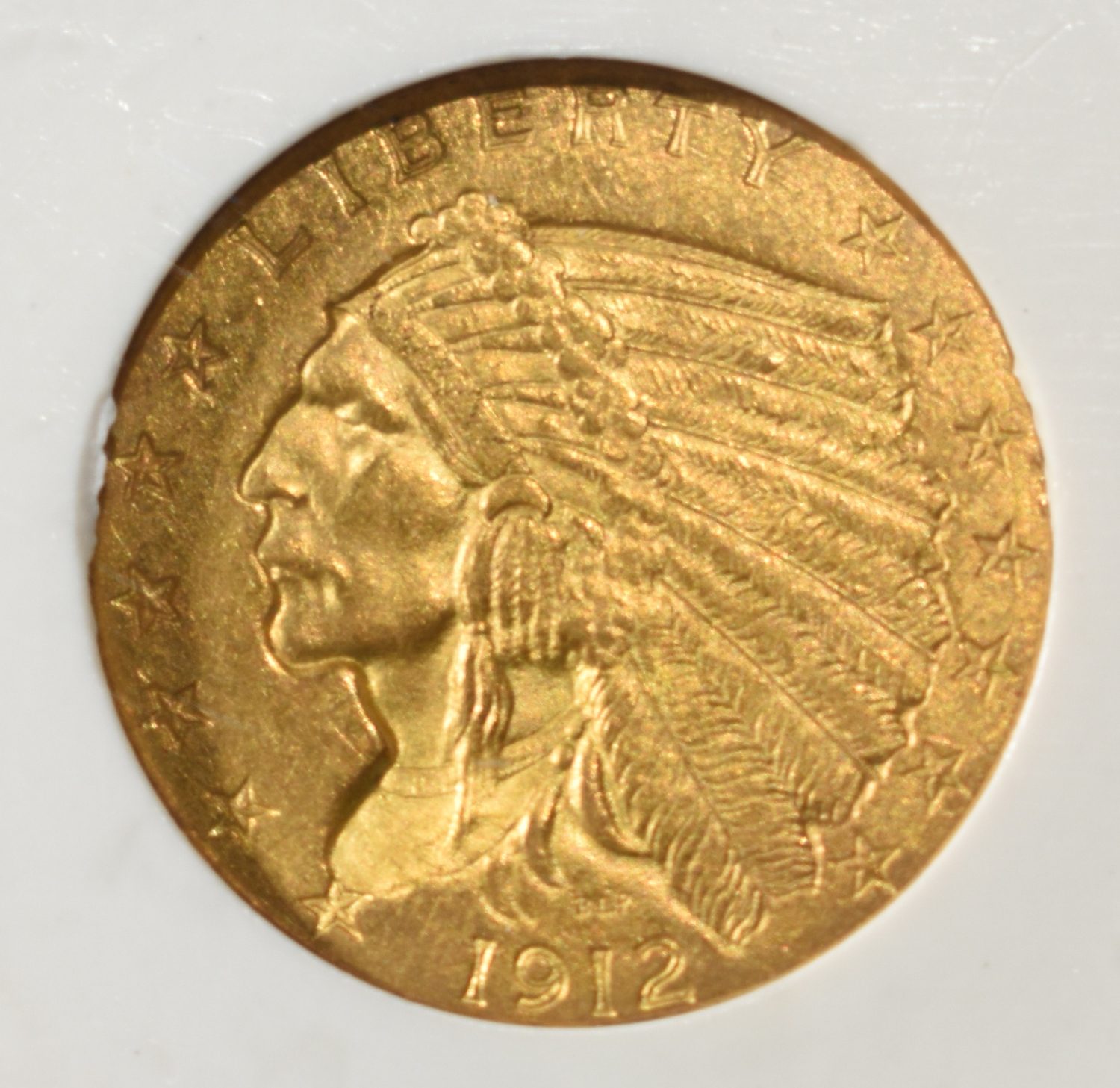 1912 $2.5 GOLD INDIAN GEM BU