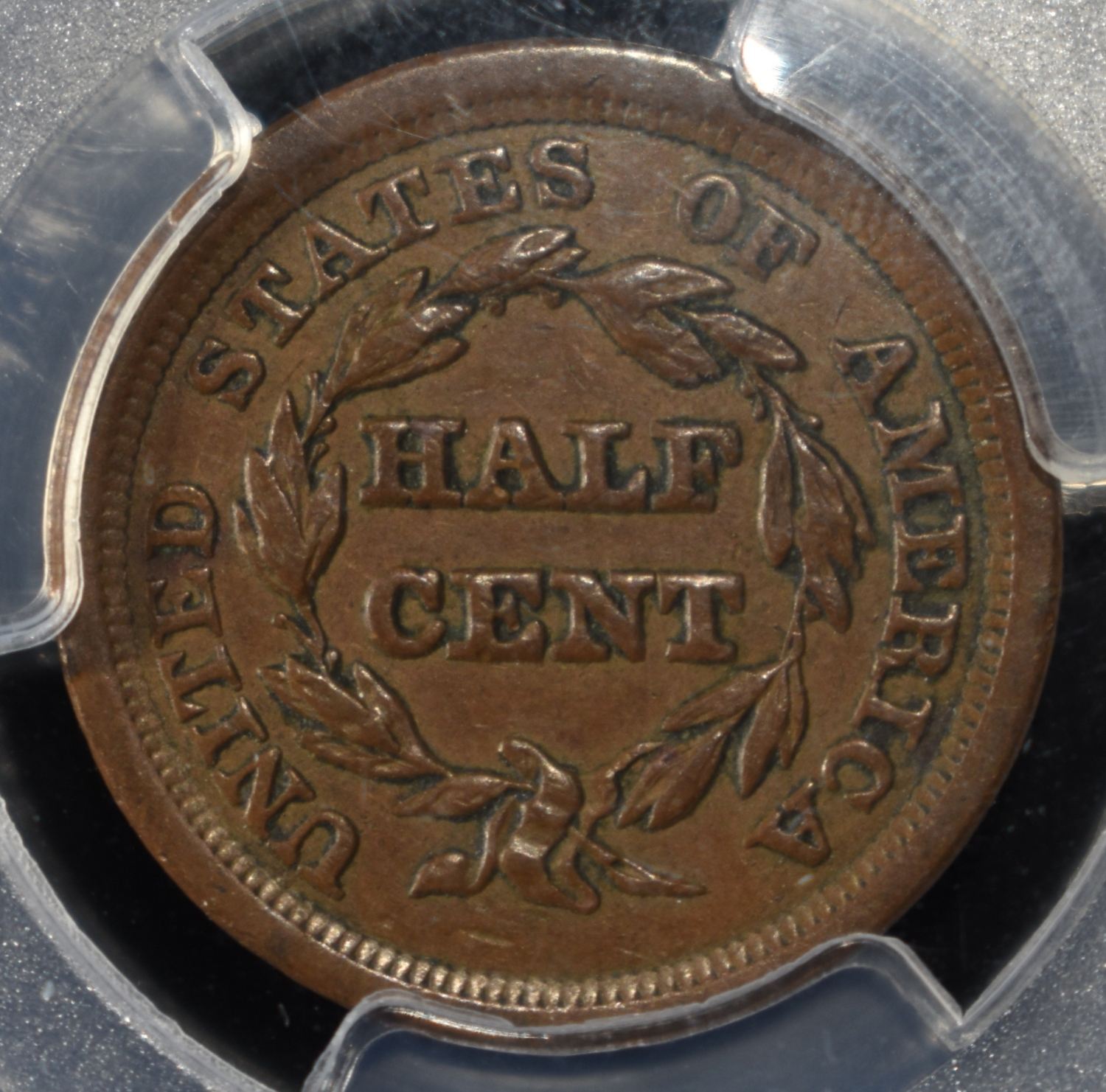1849 HALF CENT PCGS AU-50