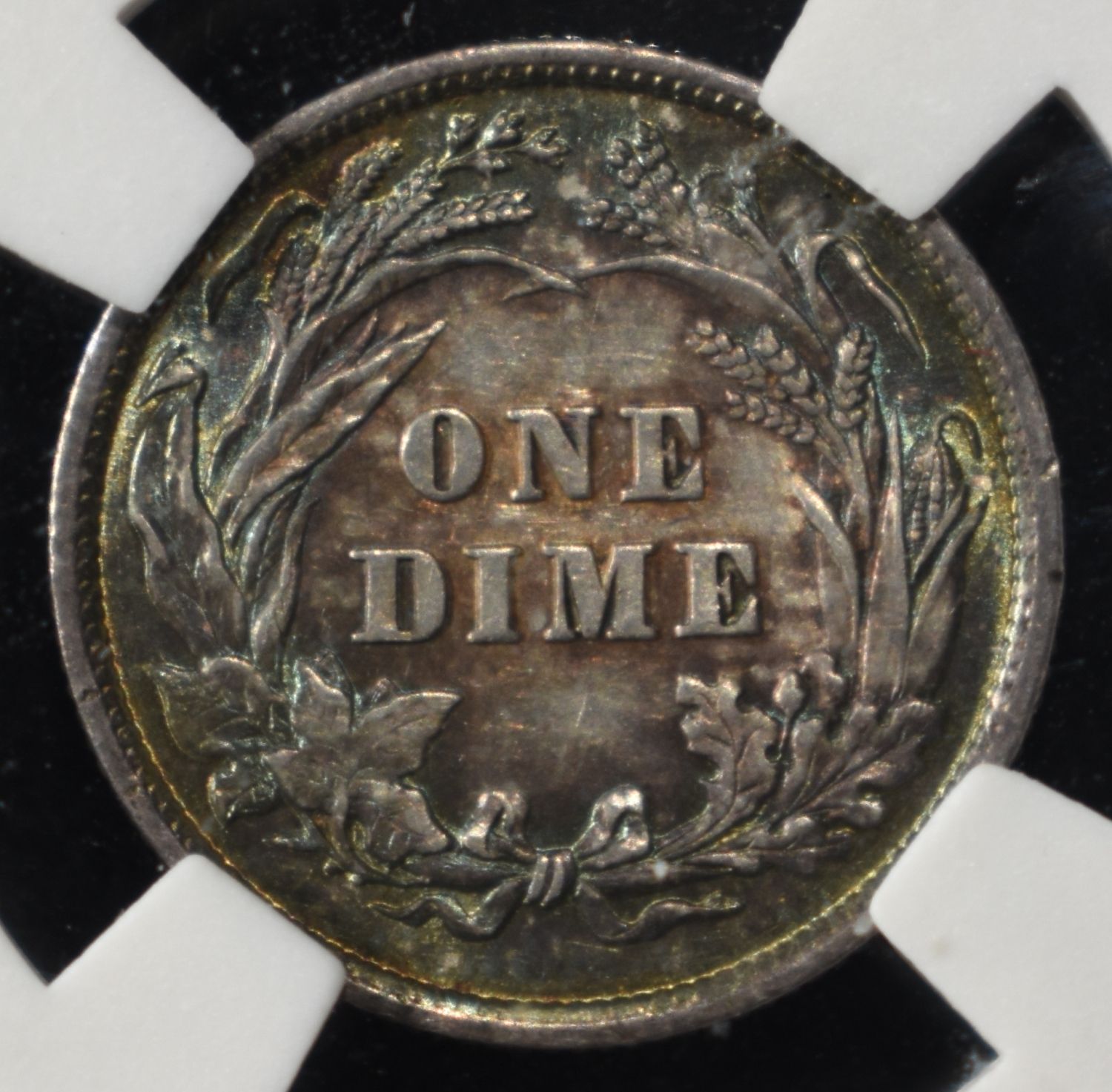 1894 BARBER DIME PGA CH/GEM BU TONED