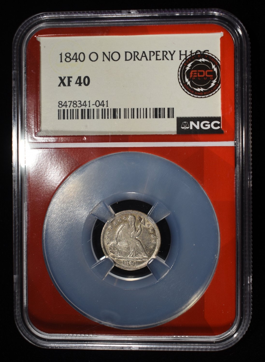 1840-O NO DRAPERY SEATED HALF DIME NGC XF-40