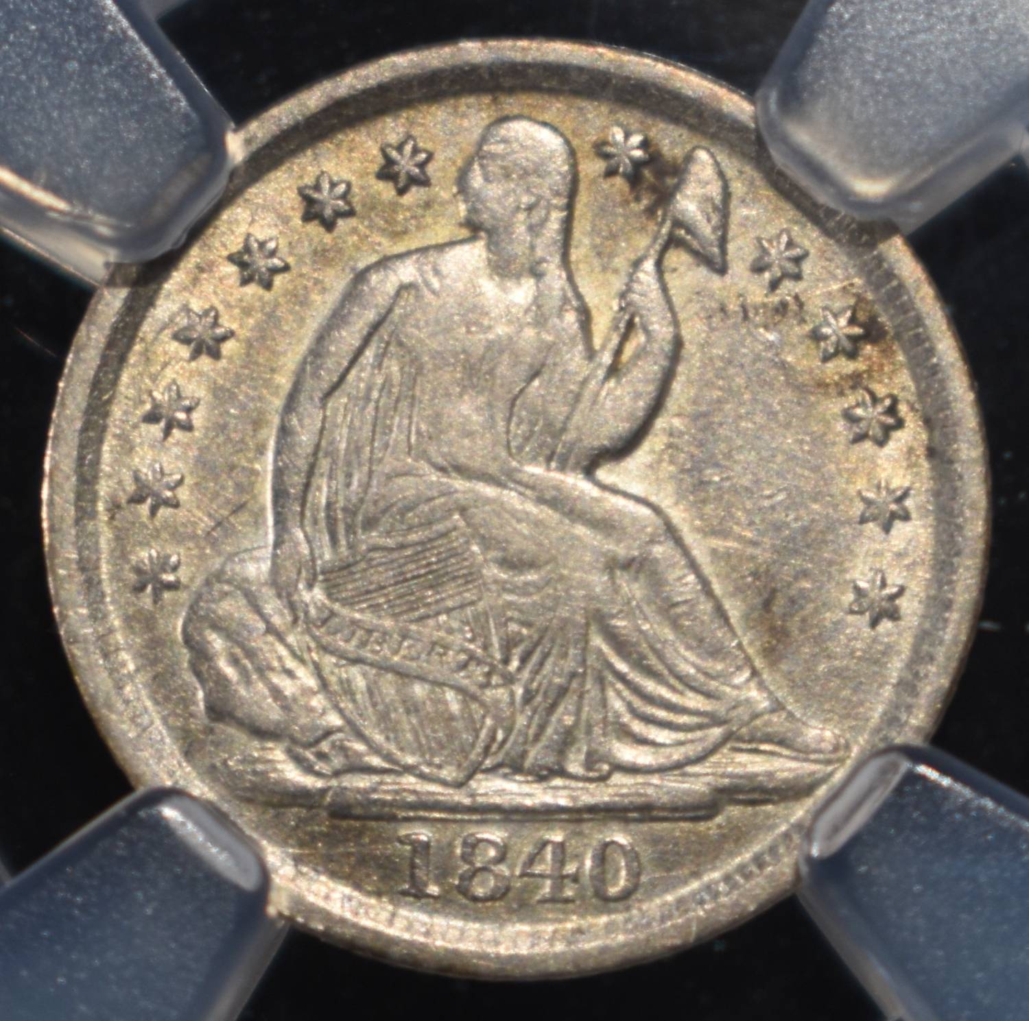 1840-O NO DRAPERY SEATED HALF DIME NGC XF-40