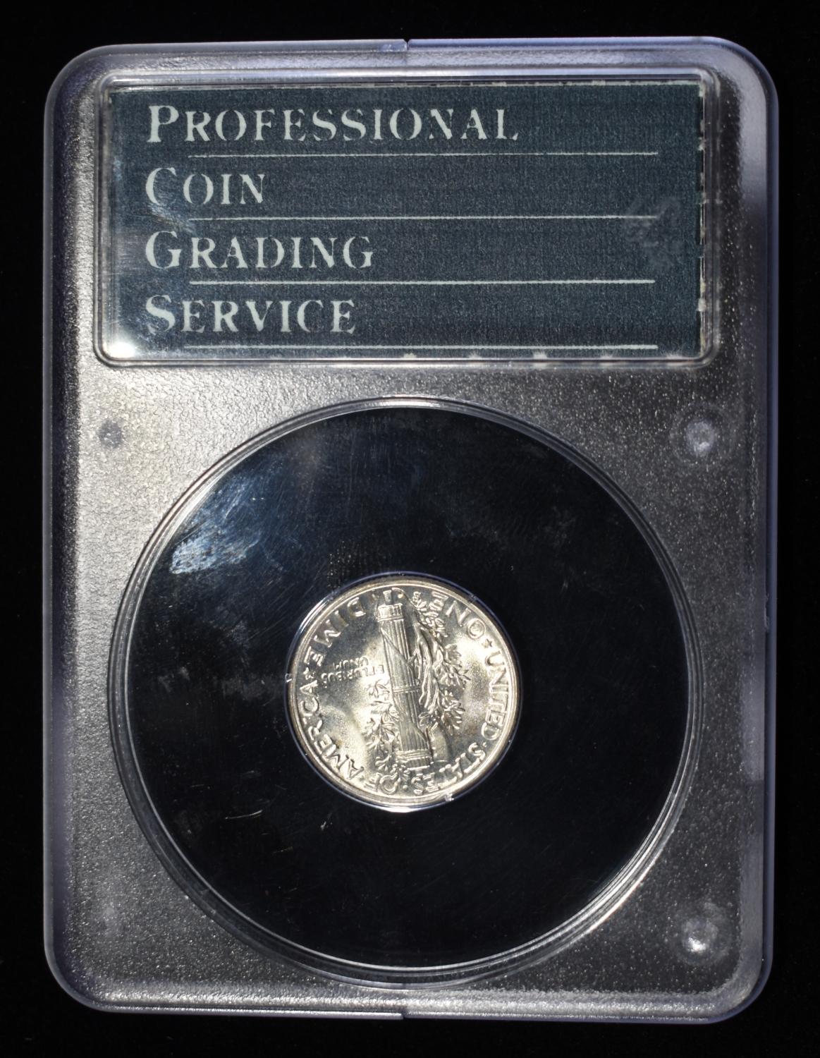 1944-S MERCURY DIME PCGS MS-65 CAC, RATTLER HOLDER