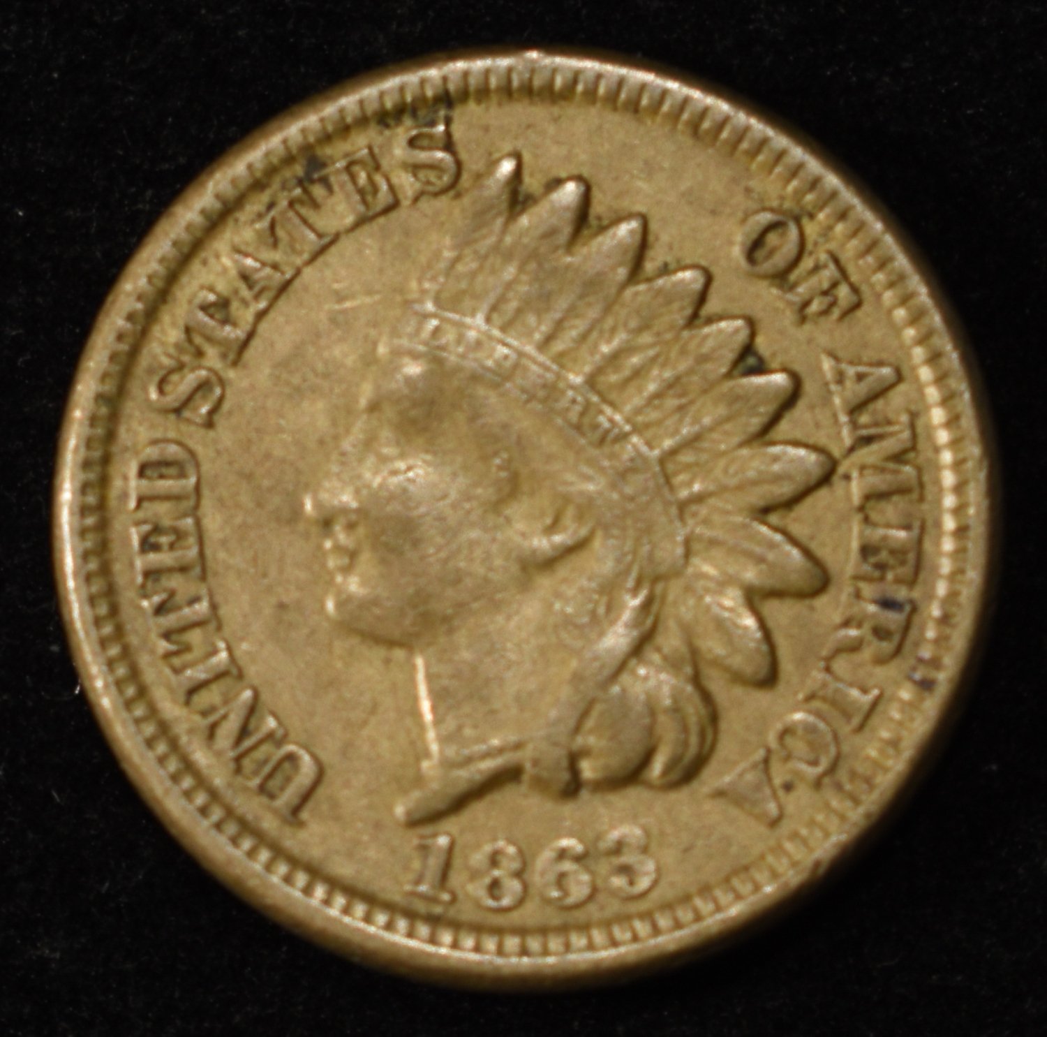 1863 INDIAN CENT XF