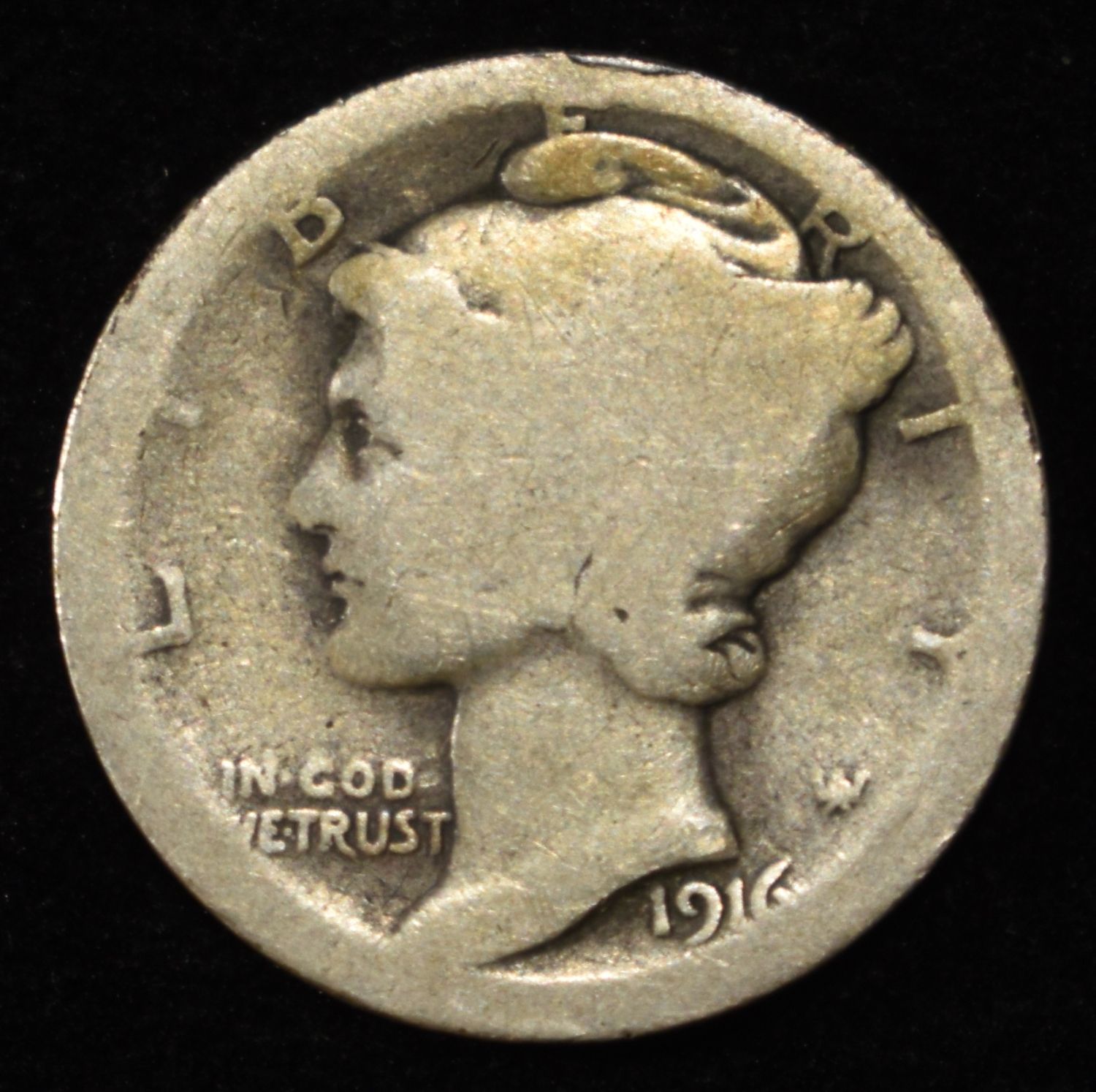 1916-D MERCURY DIME AG/G
