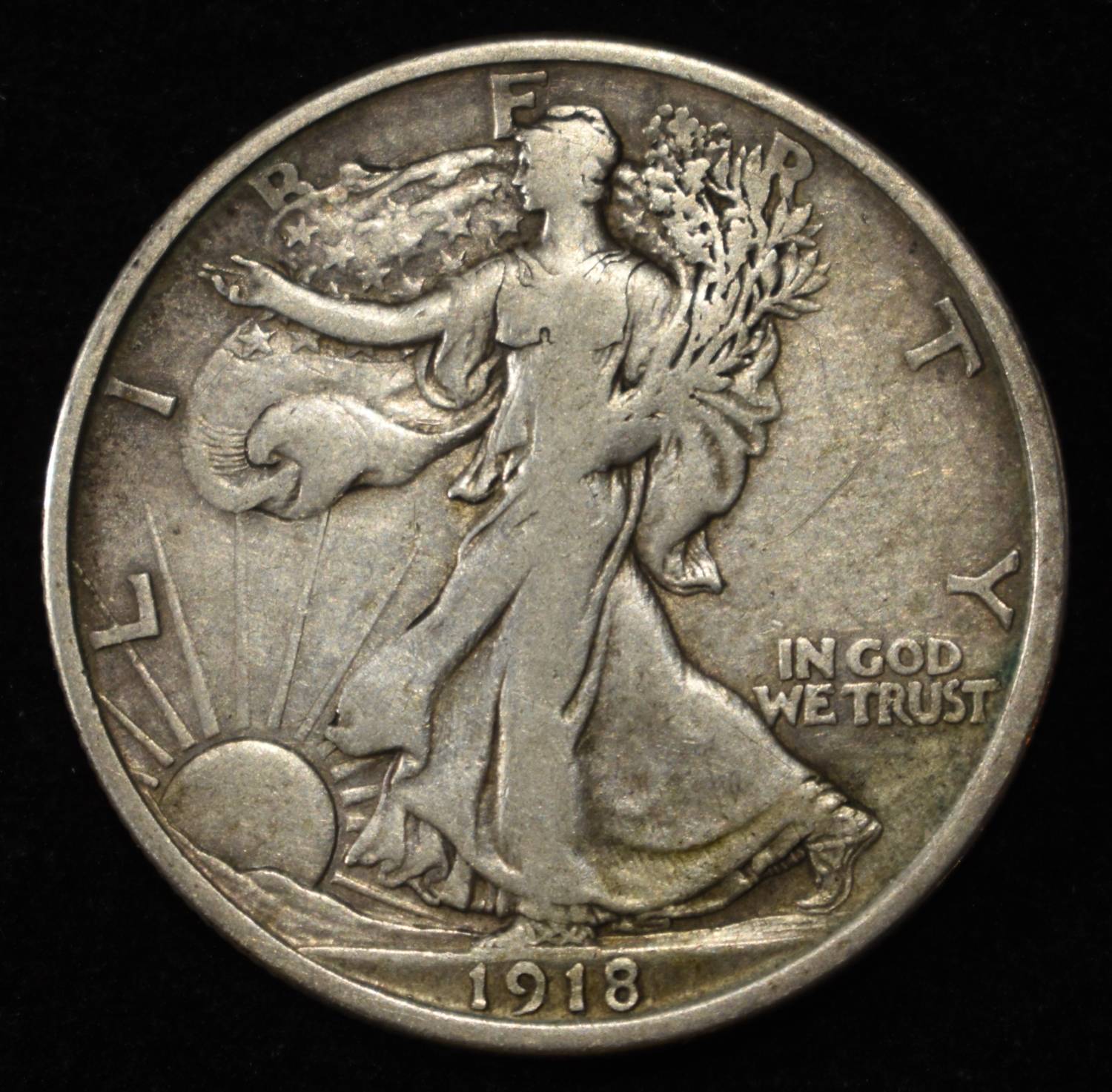 1918-D WALKING LIBERTY HALF DOLLAR XF