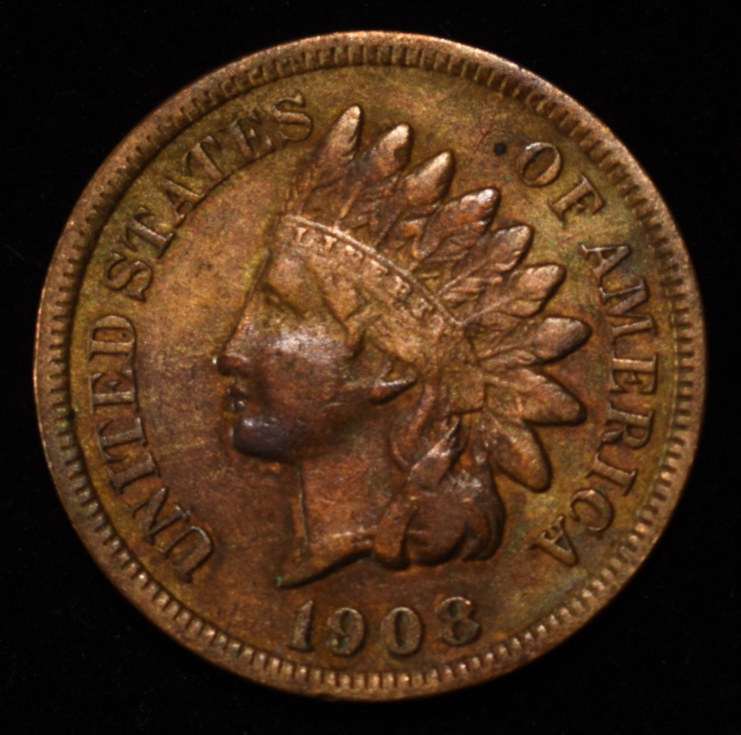 1908-S INDIAN HEAD CENT XF/AU RB