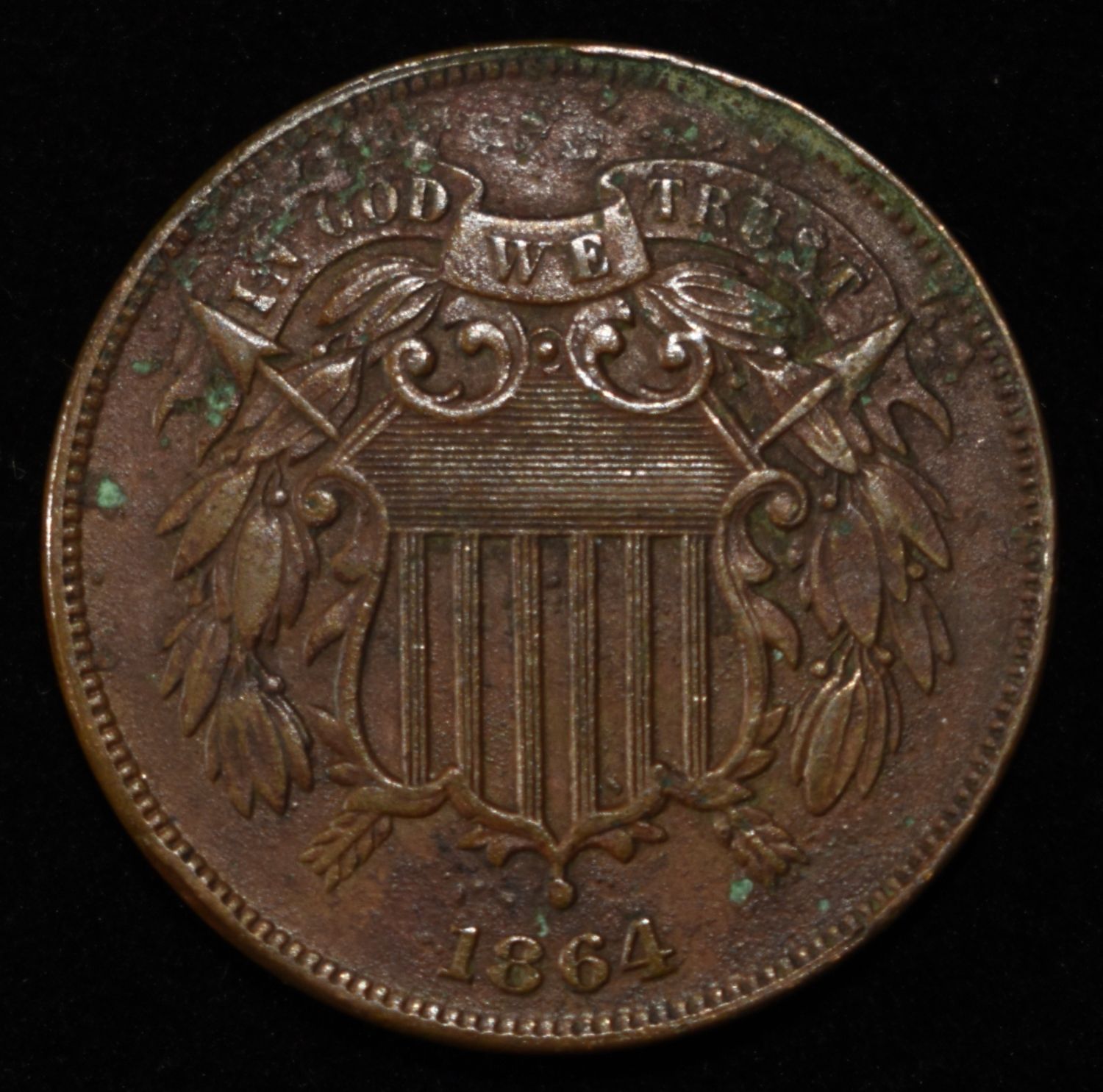 1864 TWO-CENT PIECE AU/BU