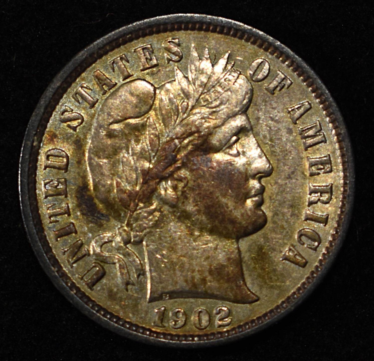 1902 BARBER DIME CH TO GEM ORIG UNC