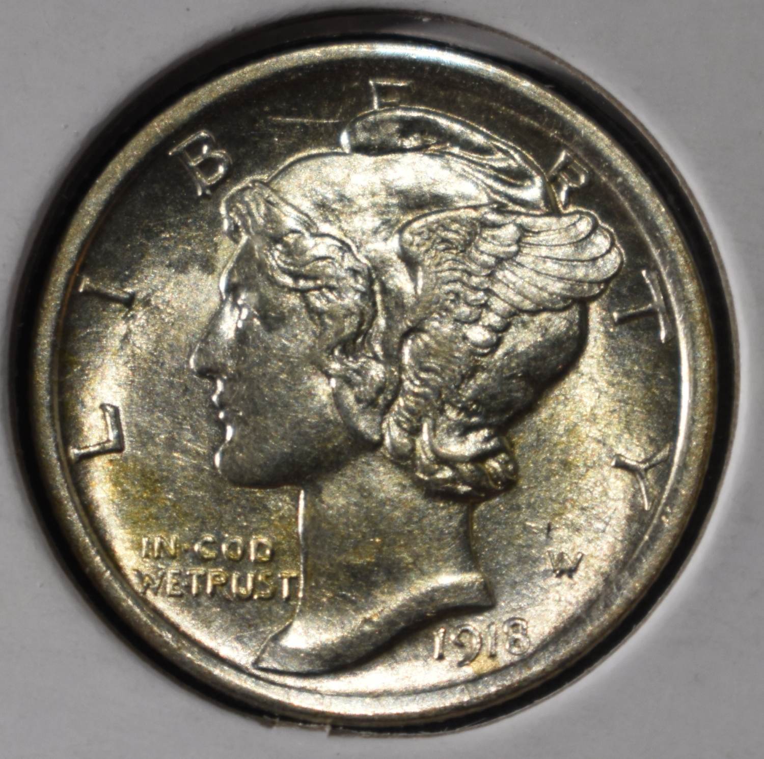 1918 MERCURY DIME CH BU FSB