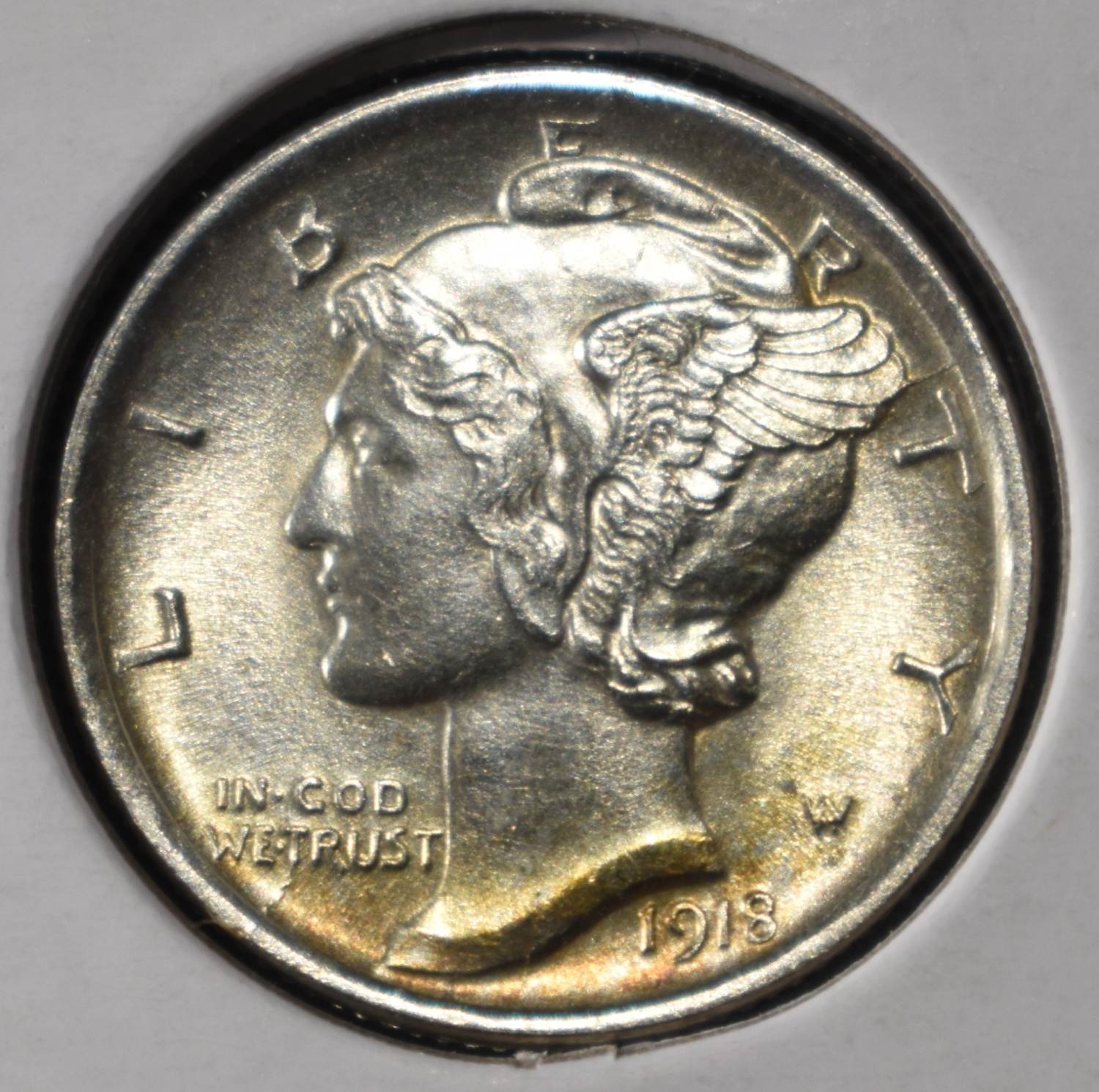 1918-D MERCURY DIME CH BU