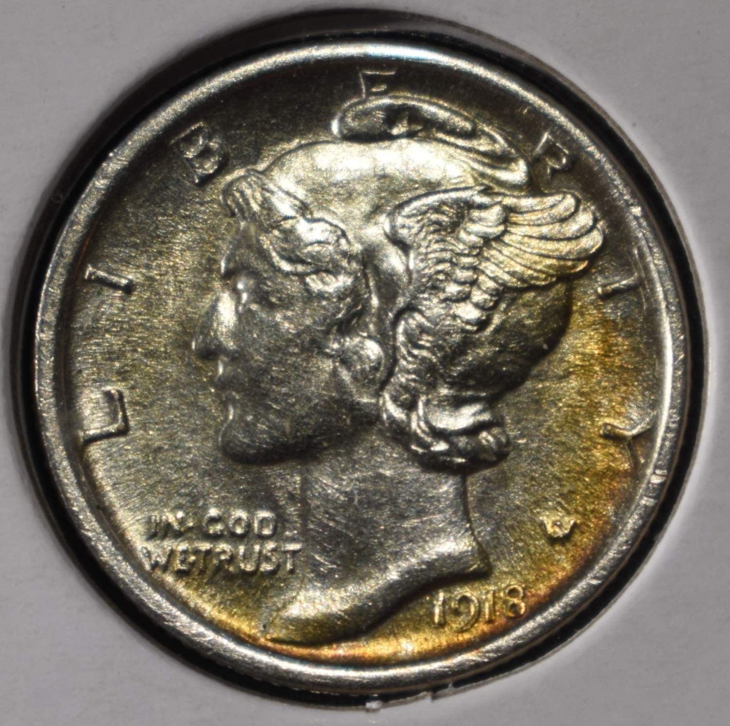 1918-S MERCURY DIME BU