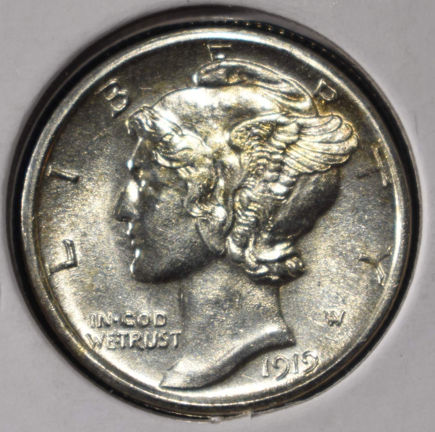 1919-D MERCURY DIME CH BU FSB