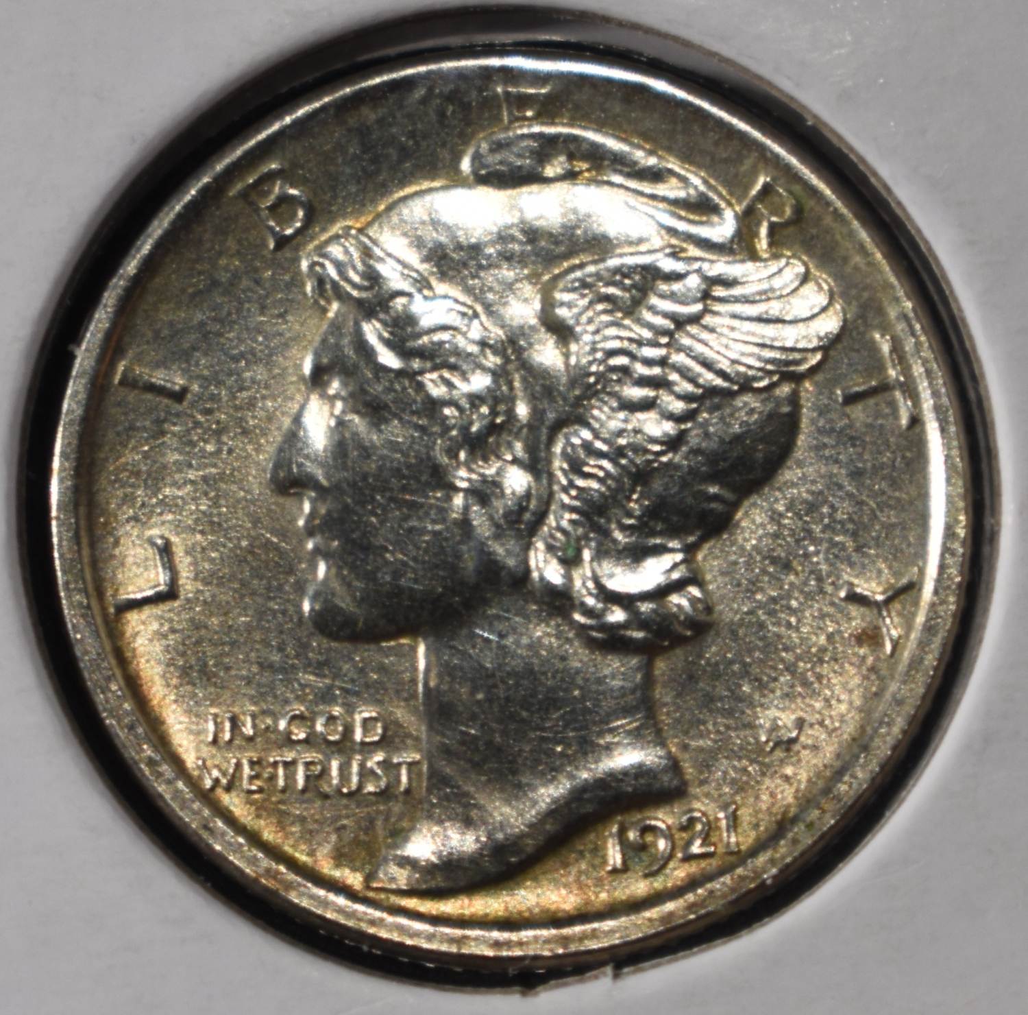 1921-D MERCURY DIME BU FSB