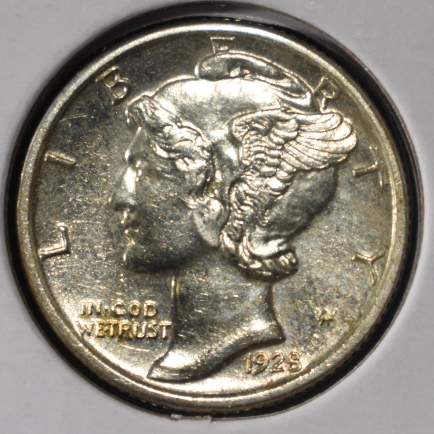 1928-D MERCURY DIME BU FSB
