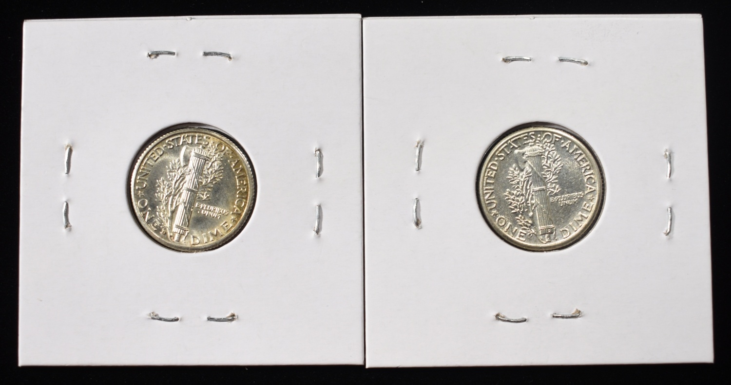 1934 CH BU FSB & 1934-D GEM BU FSB MERCURY DIMES