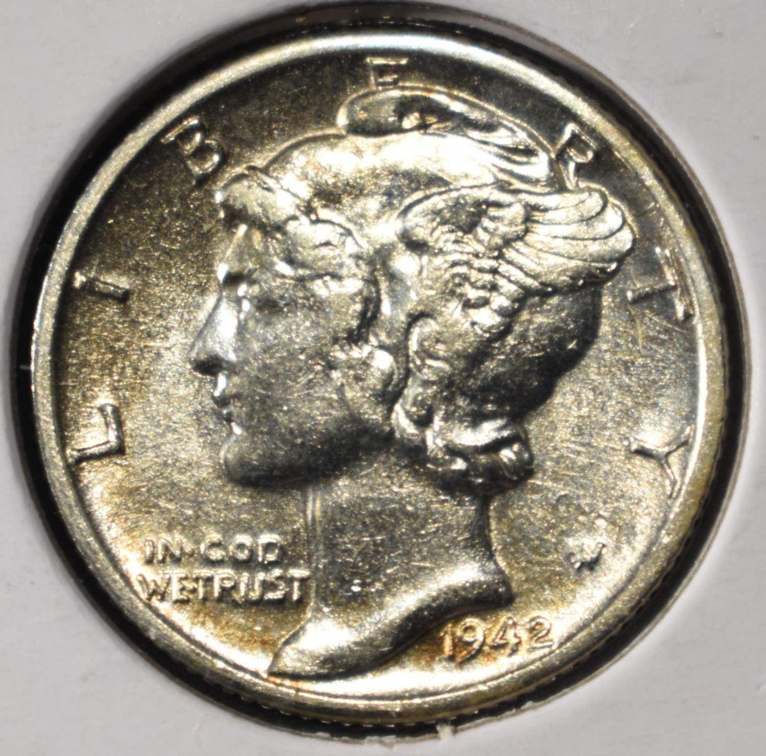 1942/1-D MERCURY DIME CH AU