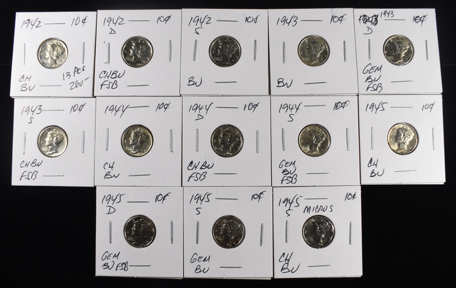 MERCURY DIMES COLLECTORS LOT