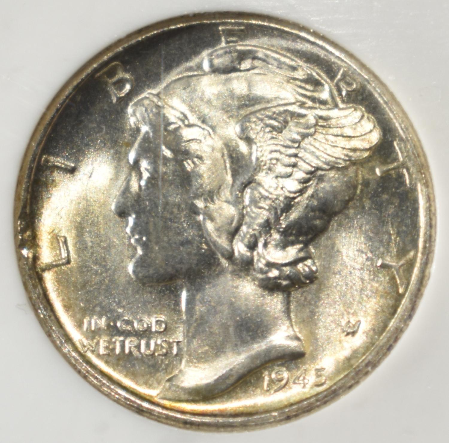 1945-S MERCURY DIME PCI SUPERB GEM BU