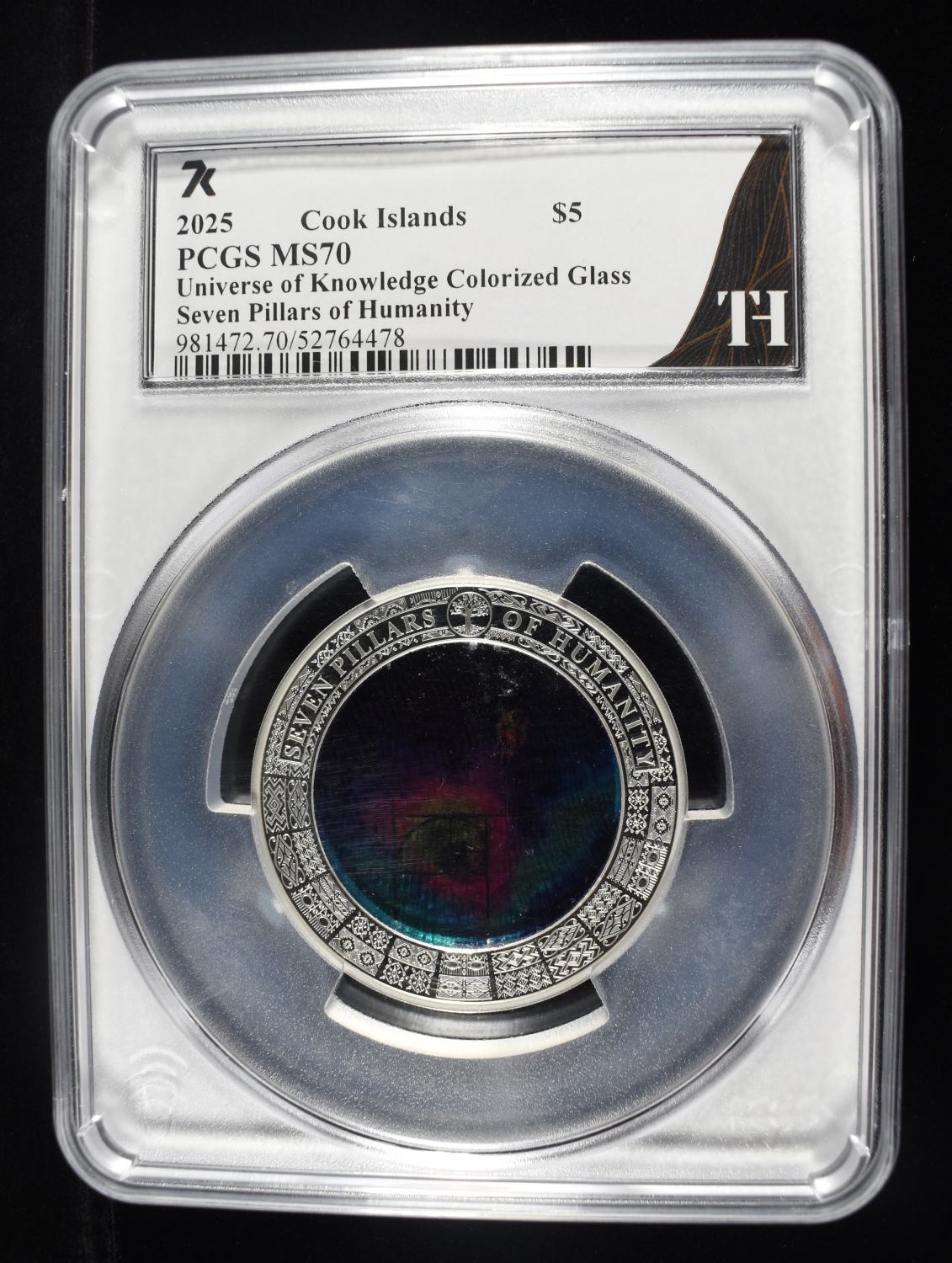 2025 COOK IS. COLORIZED GLASS & SILVER PCGS MS70