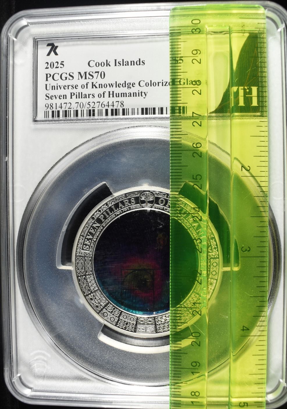 2025 COOK IS. COLORIZED GLASS & SILVER PCGS MS70