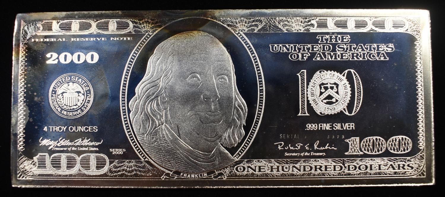 2000 $100 4 OZ .999 SILVER NOTE