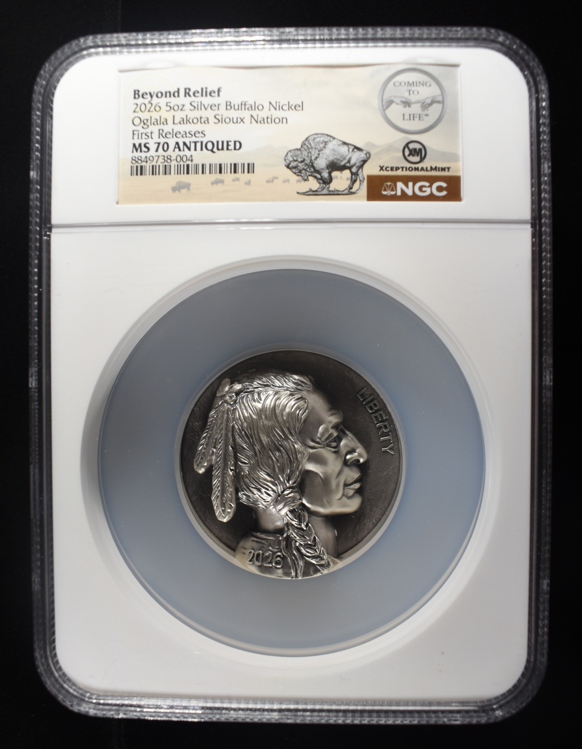 2026 5 OZ SILVER BUFFALO BEYOND RELIEF NGC MS-70