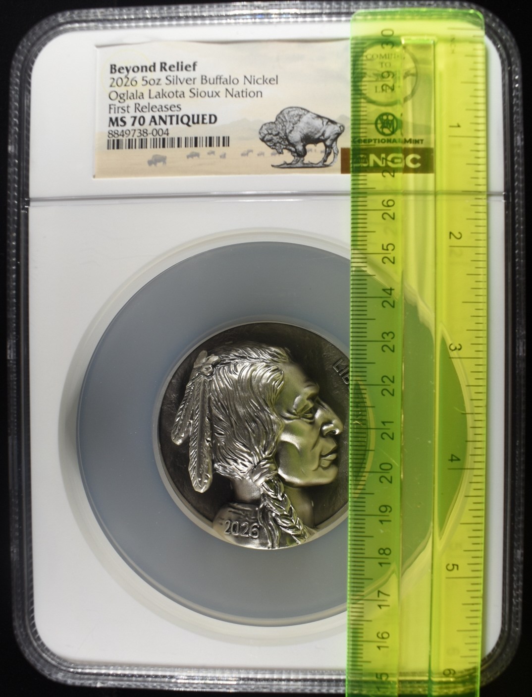 2026 5 OZ SILVER BUFFALO BEYOND RELIEF NGC MS-70