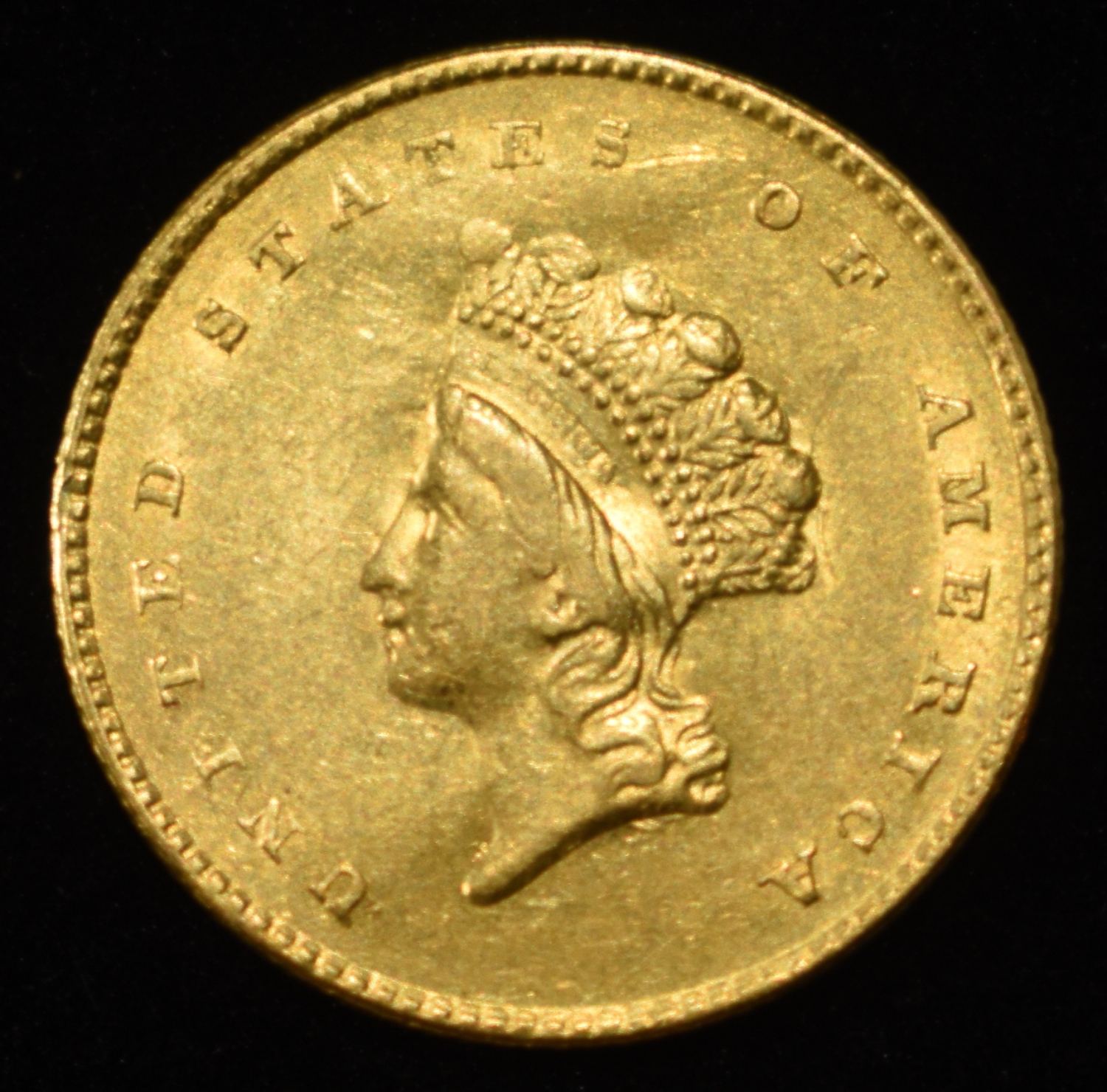 1854 $1 TYPE2 GOLD SHARP ORIG UNC