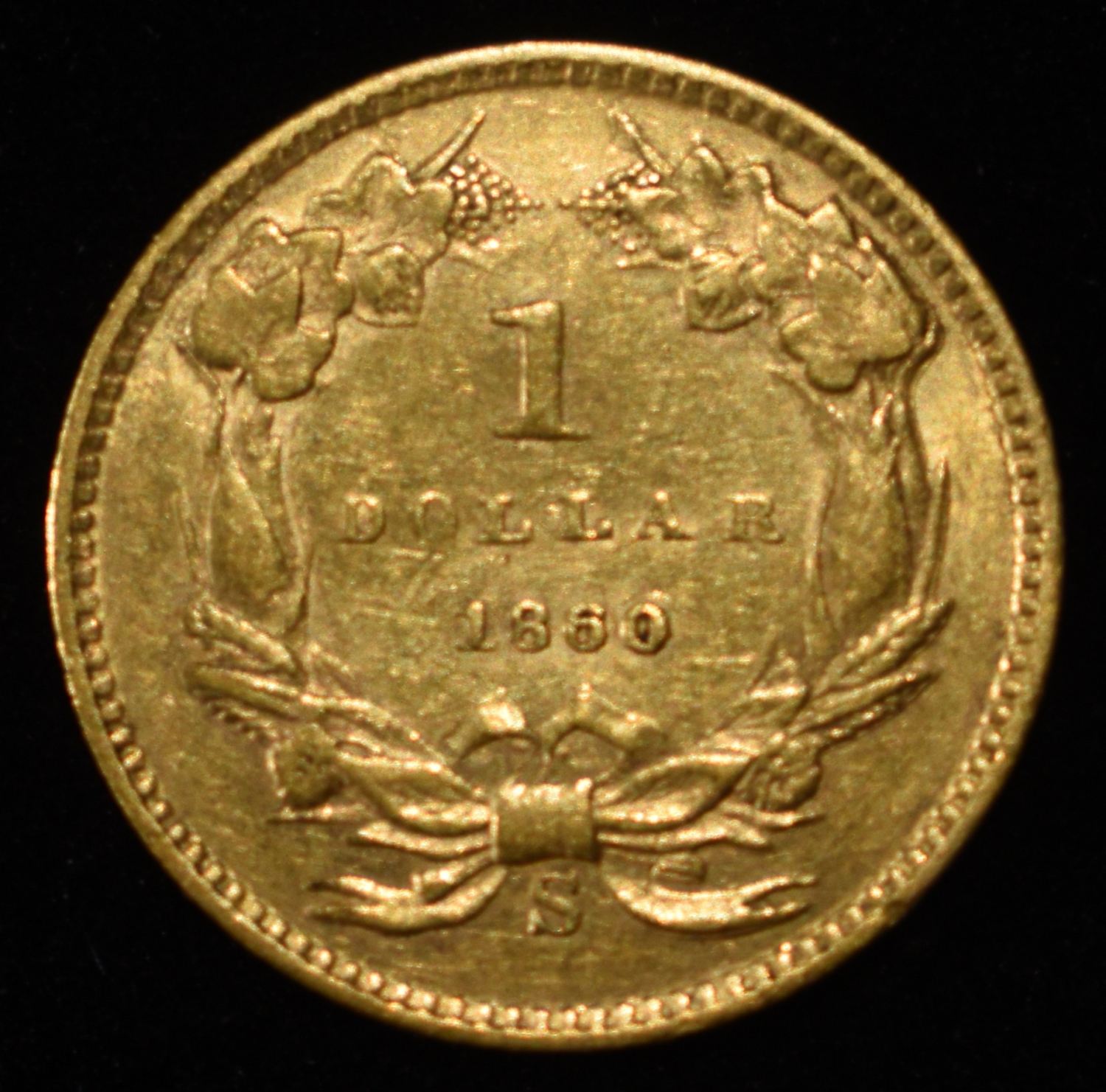 1860-S $1 TYPE3 GOLD NICE AU/UNC VERY SCARCE DATE