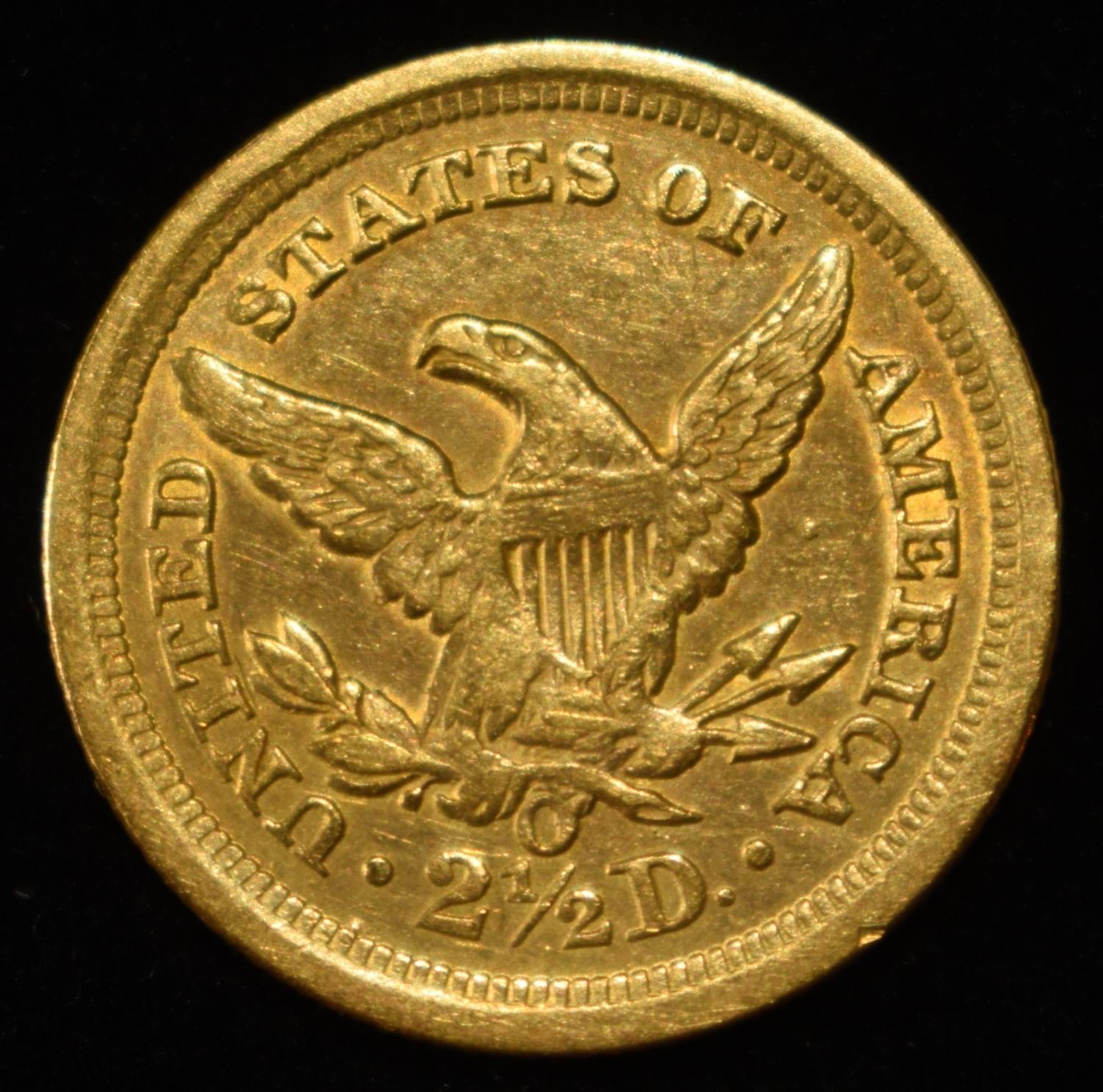 1843-O $2.50 LIBERTY GOLD SD LOVELY ORIG UNC